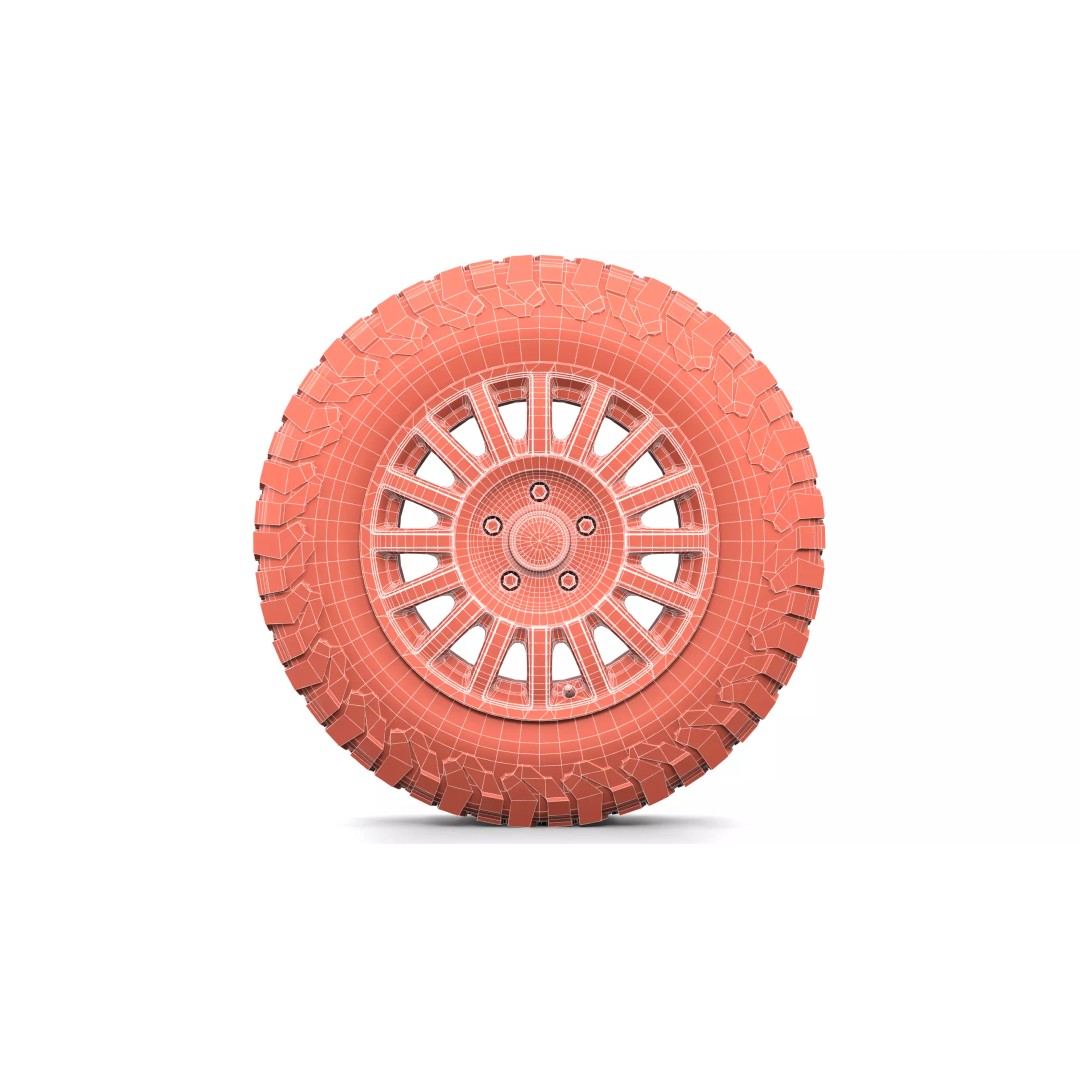 Offroad Car Wheel 3D Model – PBR Textured, FBX, Game-Ready - View 13