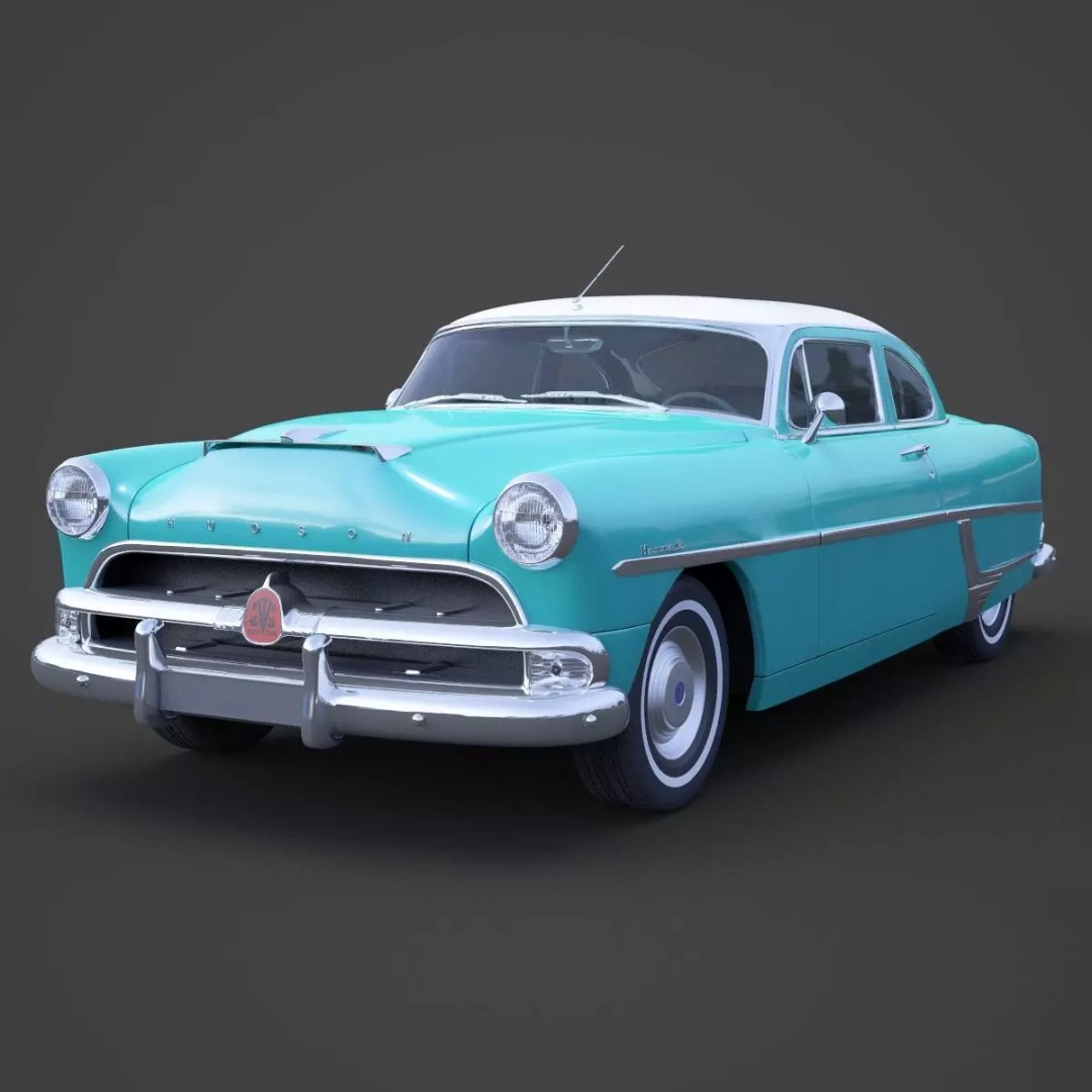 Hudson Hornet 3D Model – Antique 1954 Classic Car, FBX, OBJ - View 2