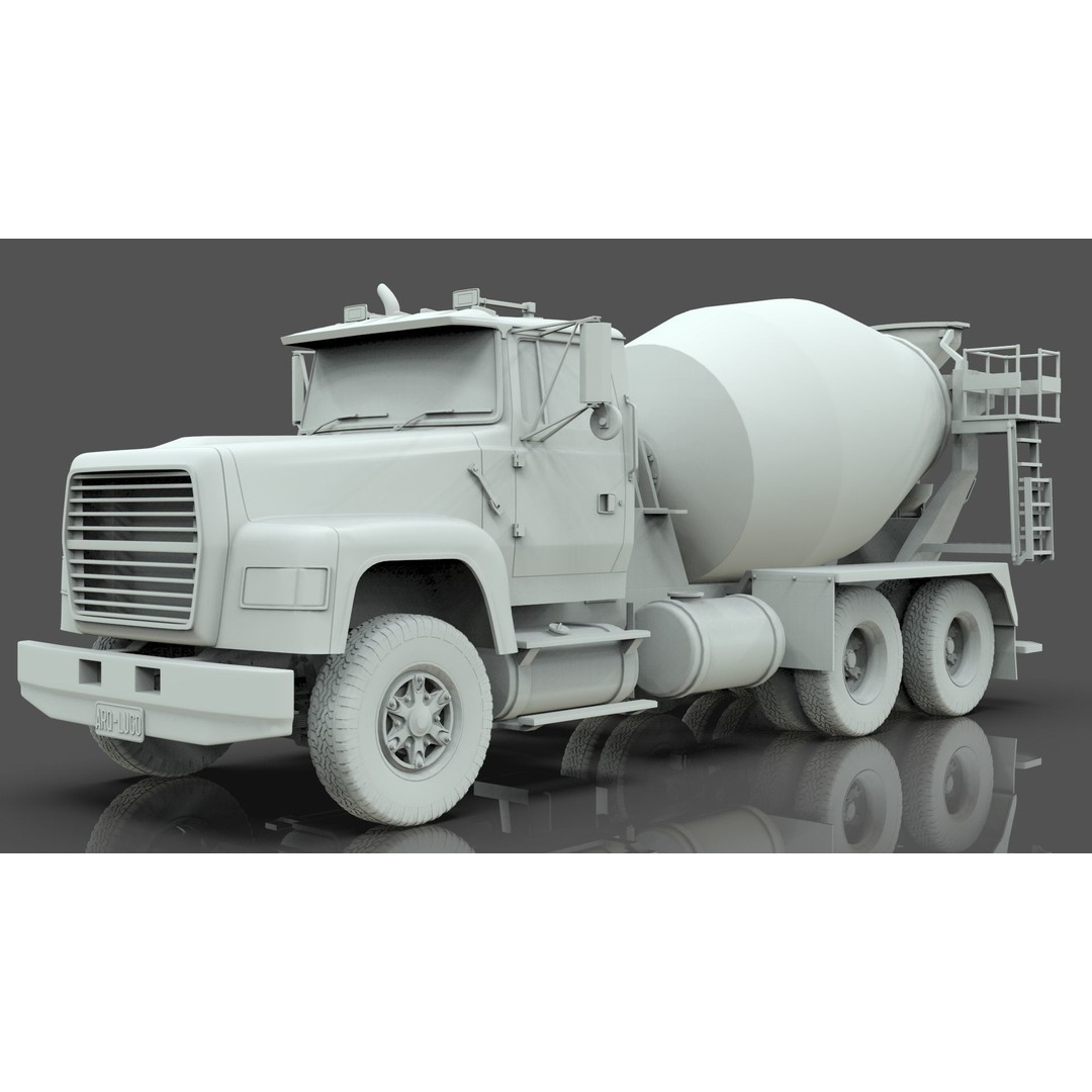 Beck Cement Mixer 3D Model – Realistic Industrial Vehicle, PBR - View 12