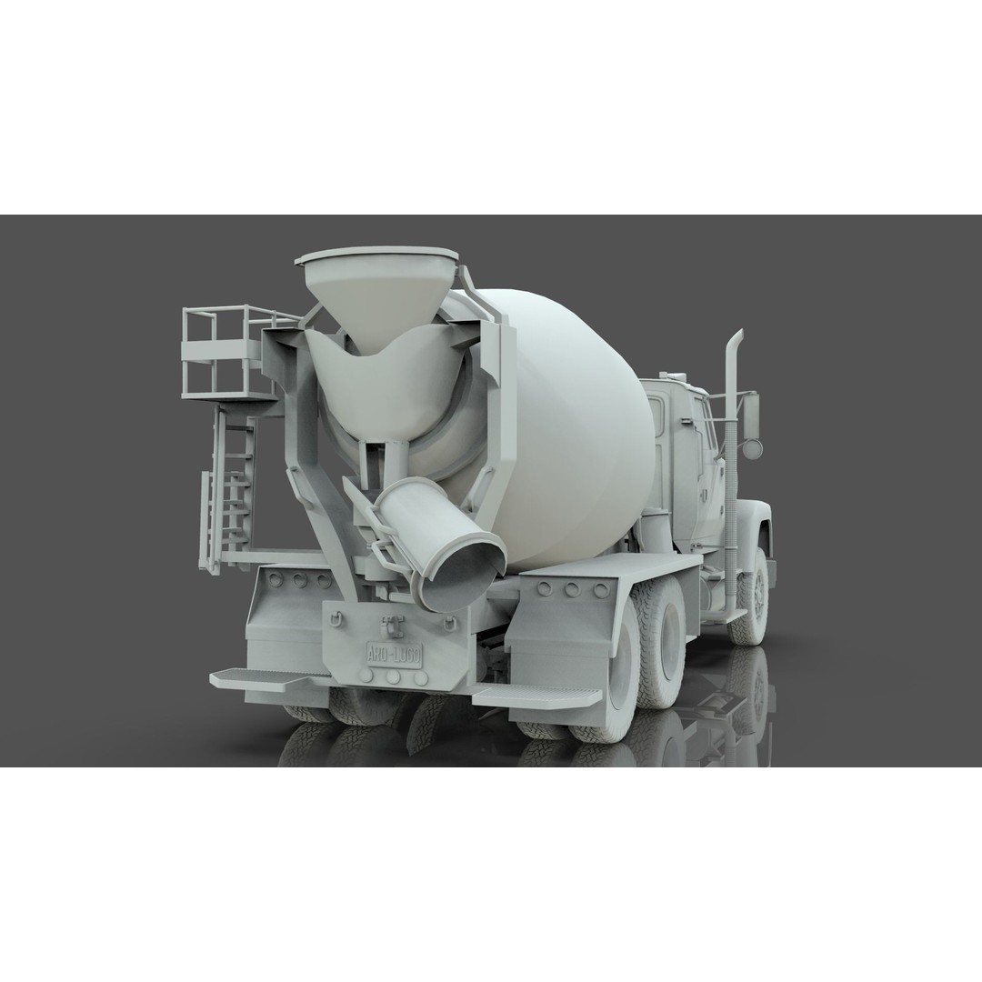 Beck Cement Mixer 3D Model – Realistic Industrial Vehicle, PBR - View 14