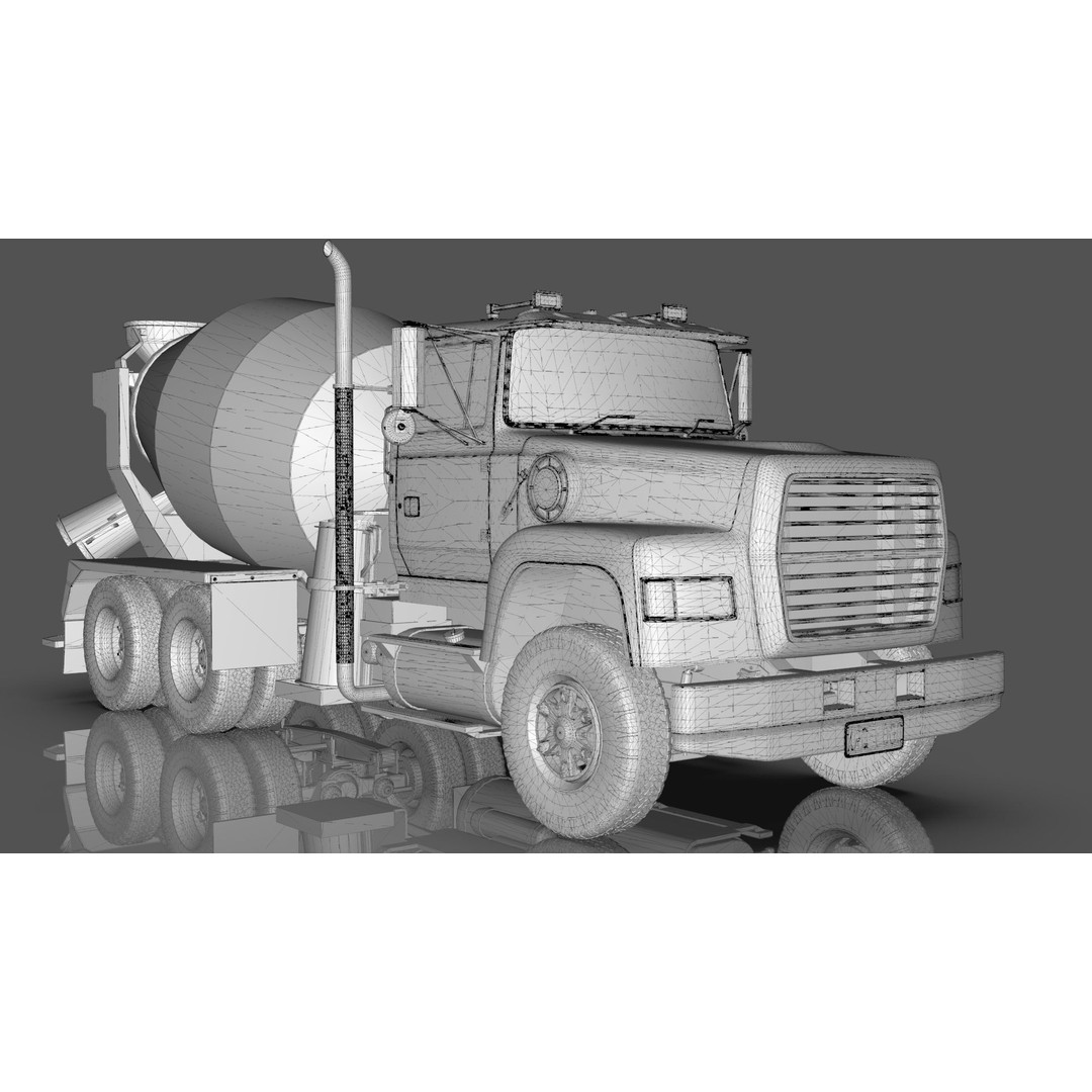 Beck Cement Mixer 3D Model – Realistic Industrial Vehicle, PBR - View 15