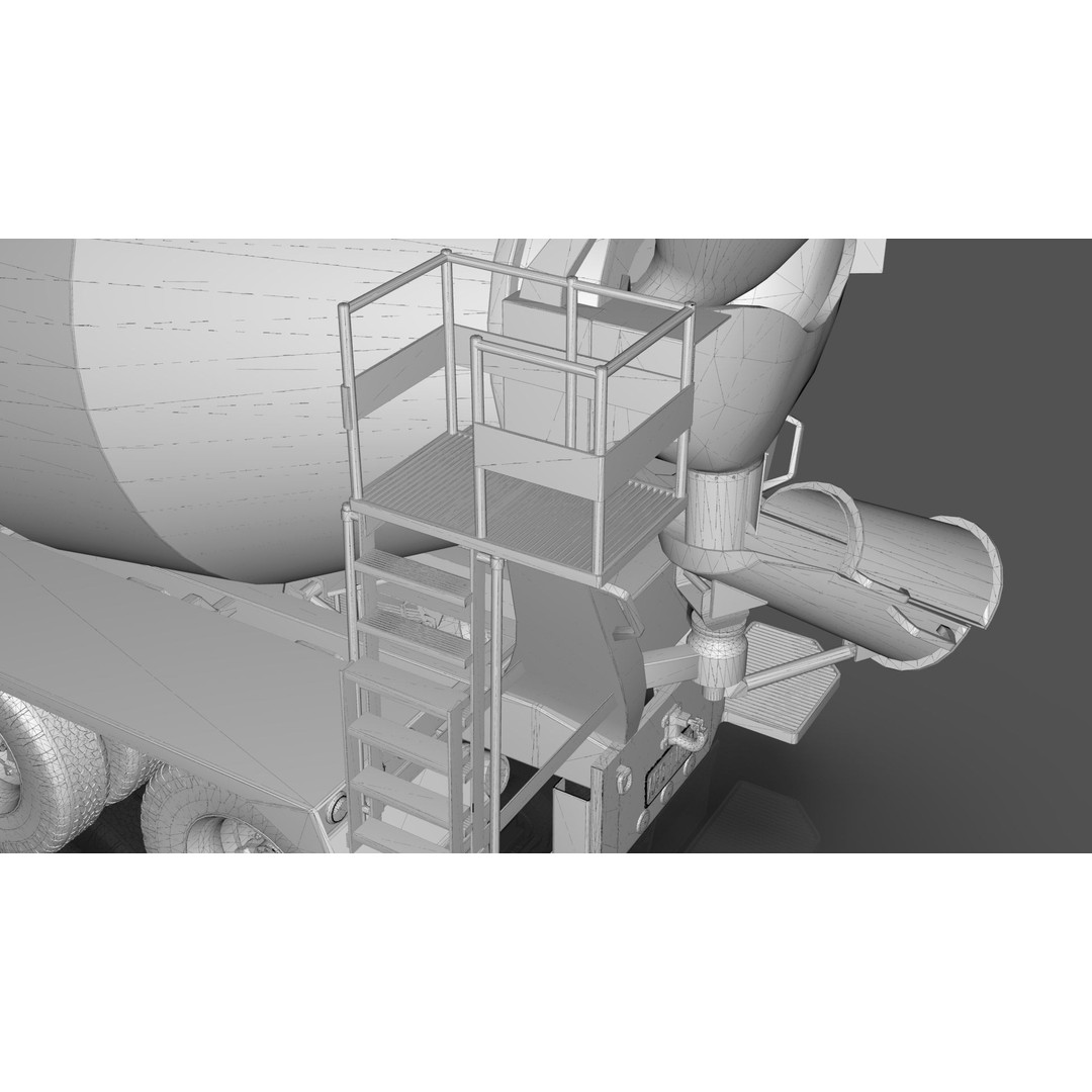 Beck Cement Mixer 3D Model – Realistic Industrial Vehicle, PBR - View 22