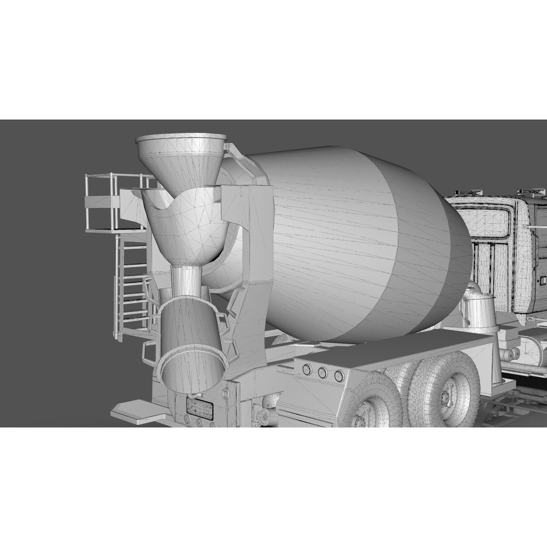 Beck Cement Mixer 3D Model – Realistic Industrial Vehicle, PBR - View 27