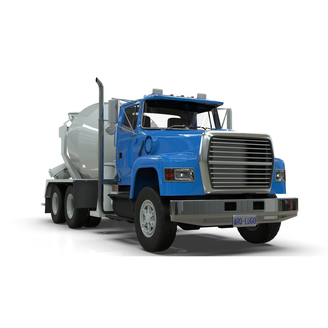 Beck Cement Mixer 3D Model – Realistic Industrial Vehicle, PBR - View 9