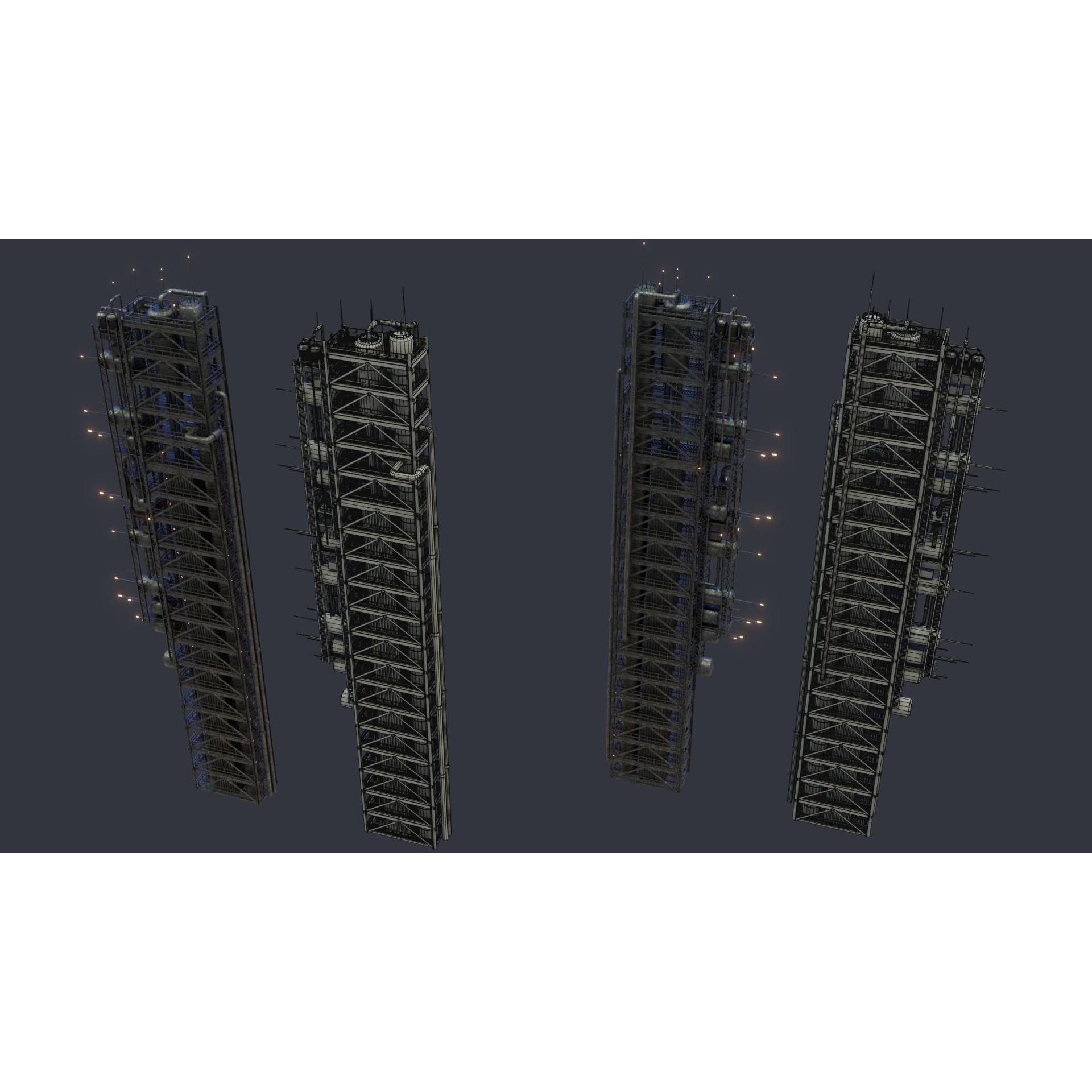 Futuristic Sci-Fi City - Modular Game-Ready 3D Model - View 10