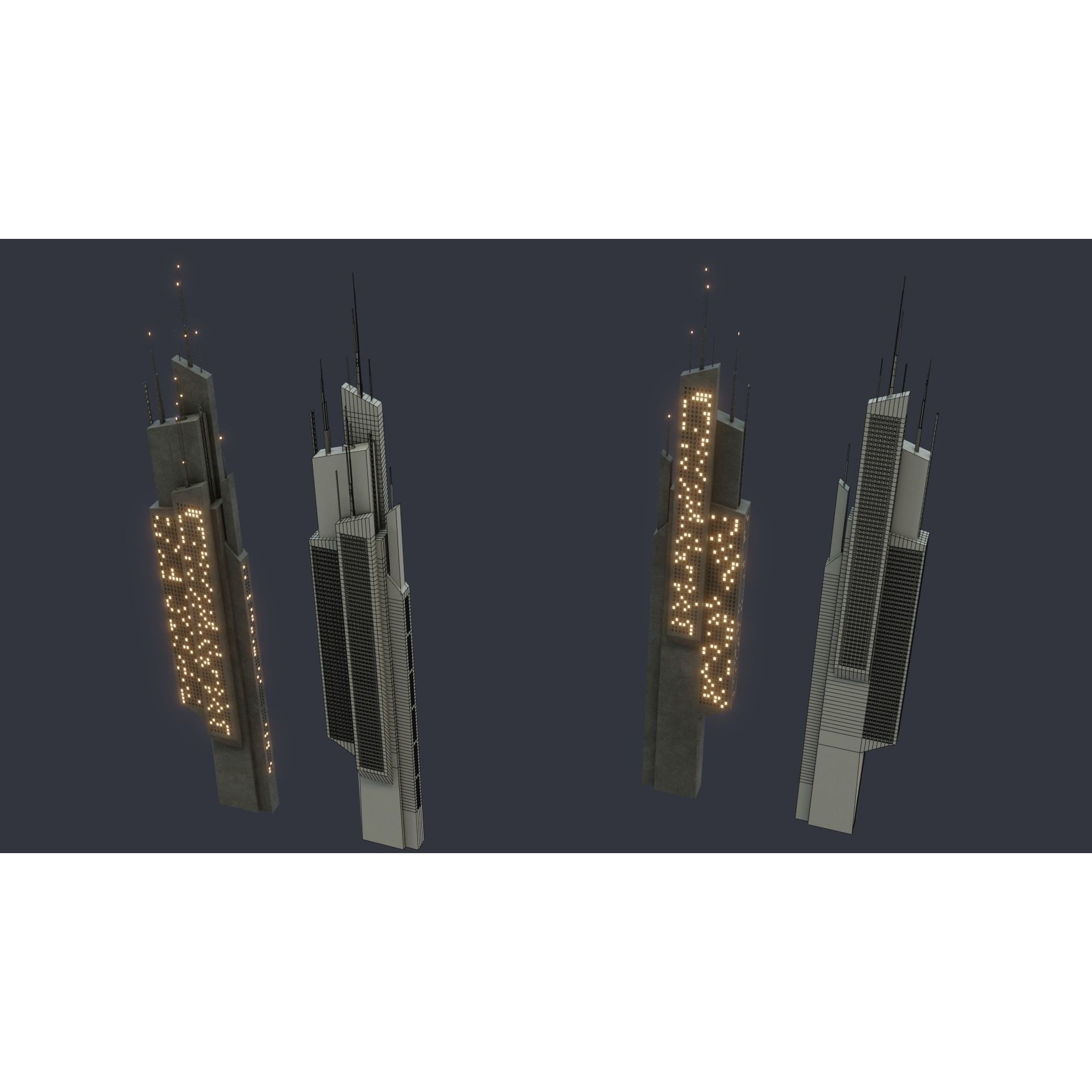 Futuristic Sci-Fi City - Modular Game-Ready 3D Model - View 11