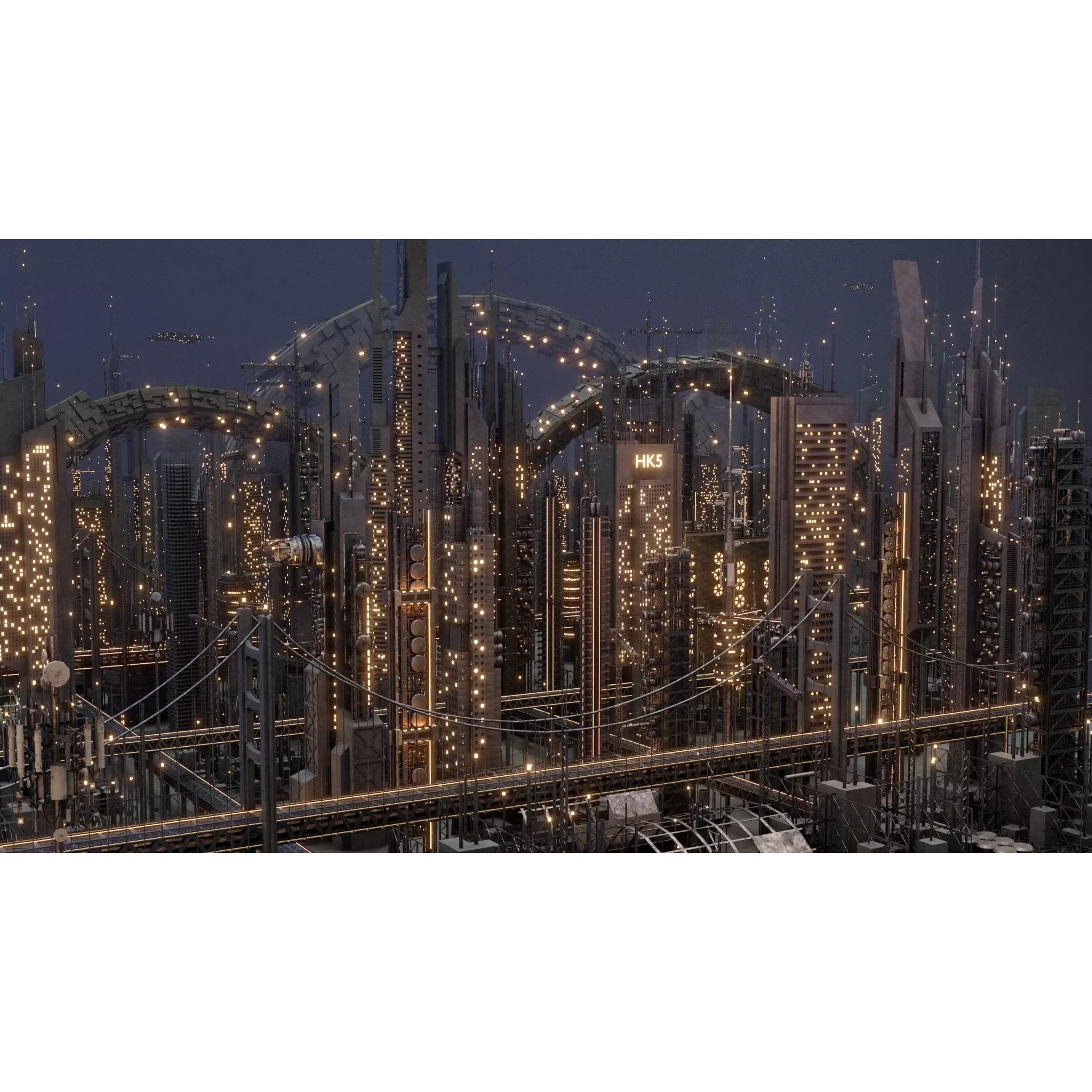 Futuristic Sci-Fi City - Modular Game-Ready 3D Model - View 2