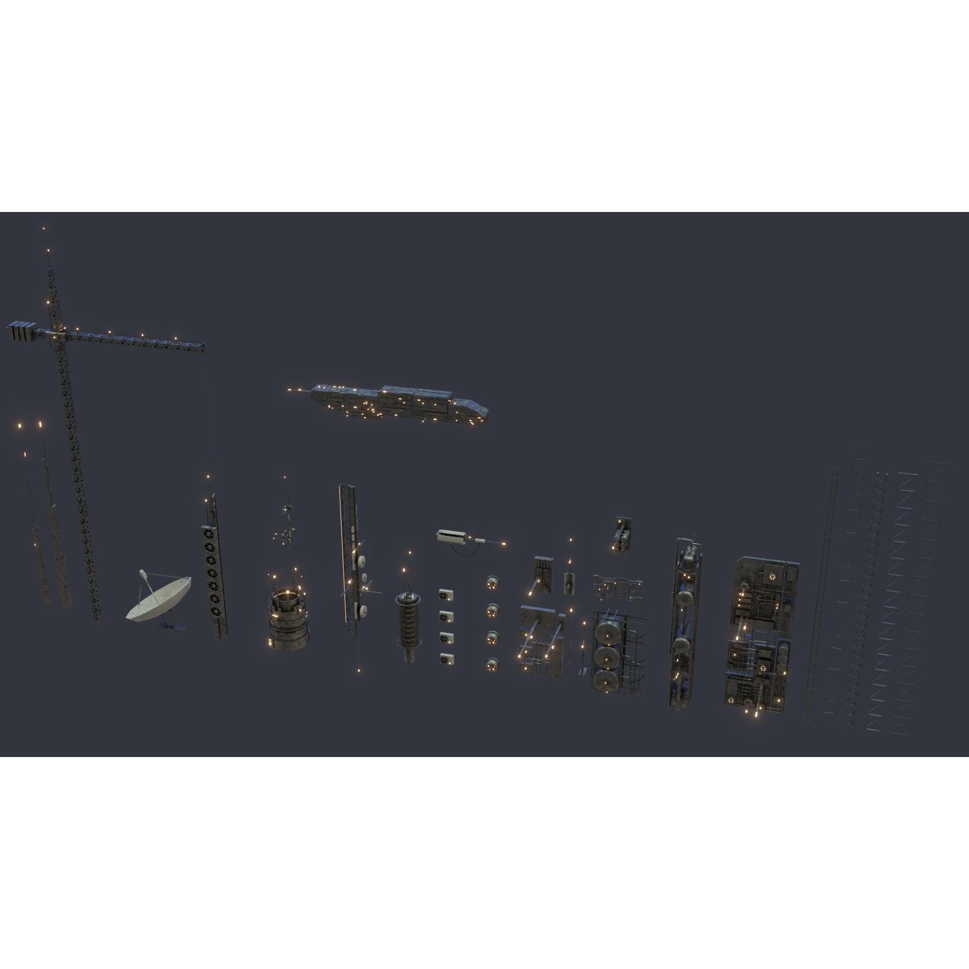 Futuristic Sci-Fi City - Modular Game-Ready 3D Model - View 23