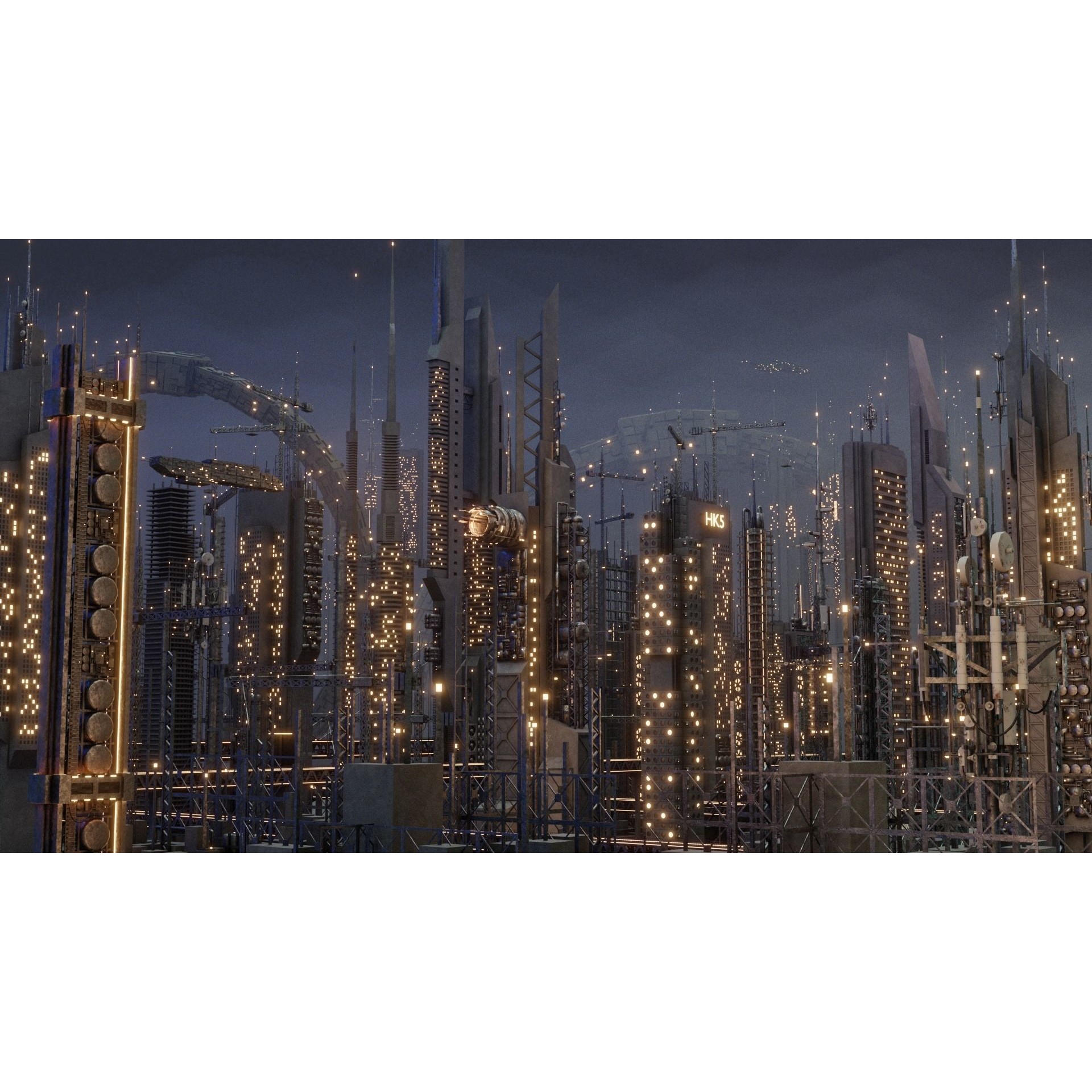 Futuristic Sci-Fi City - Modular Game-Ready 3D Model - View 3