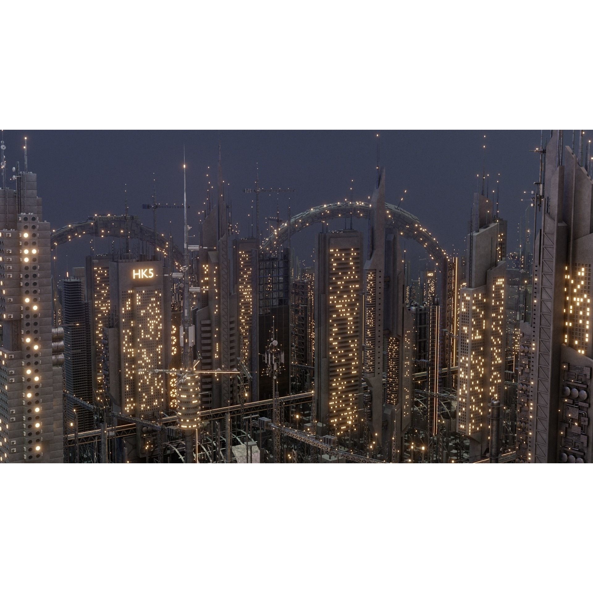 Futuristic Sci-Fi City - Modular Game-Ready 3D Model - View 4