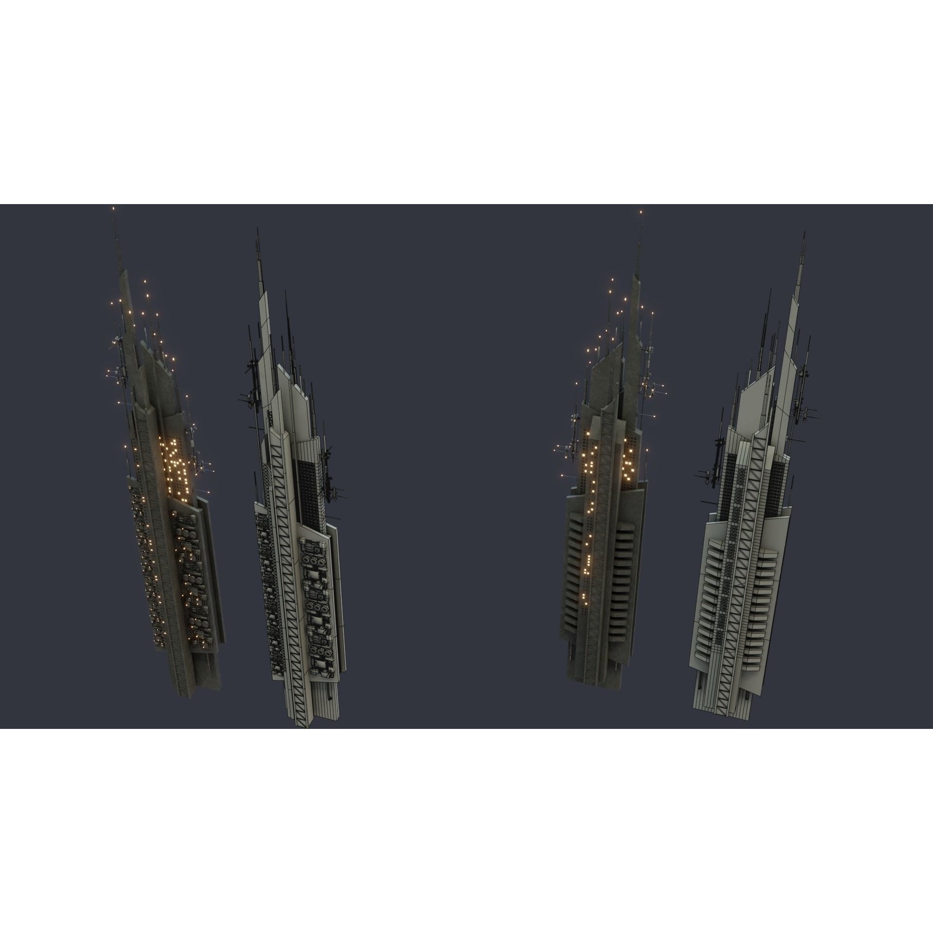 Futuristic Sci-Fi City - Modular Game-Ready 3D Model - View 5