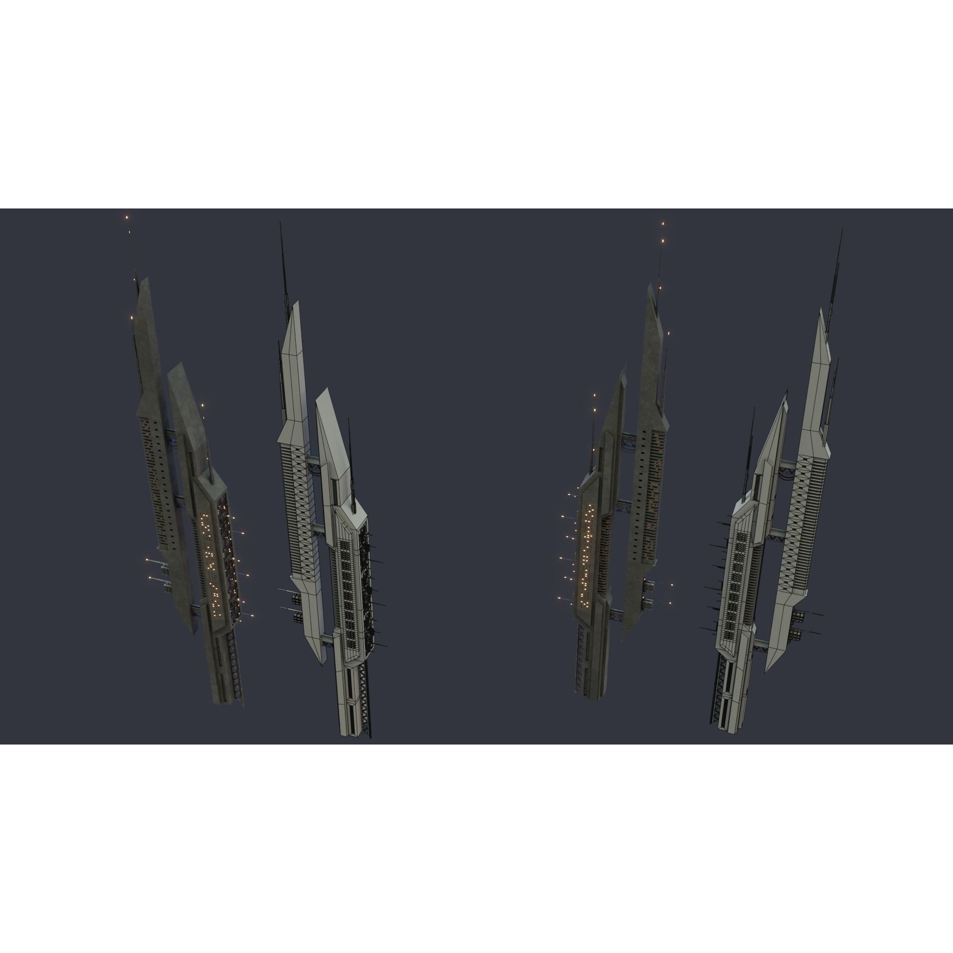 Futuristic Sci-Fi City - Modular Game-Ready 3D Model - View 6