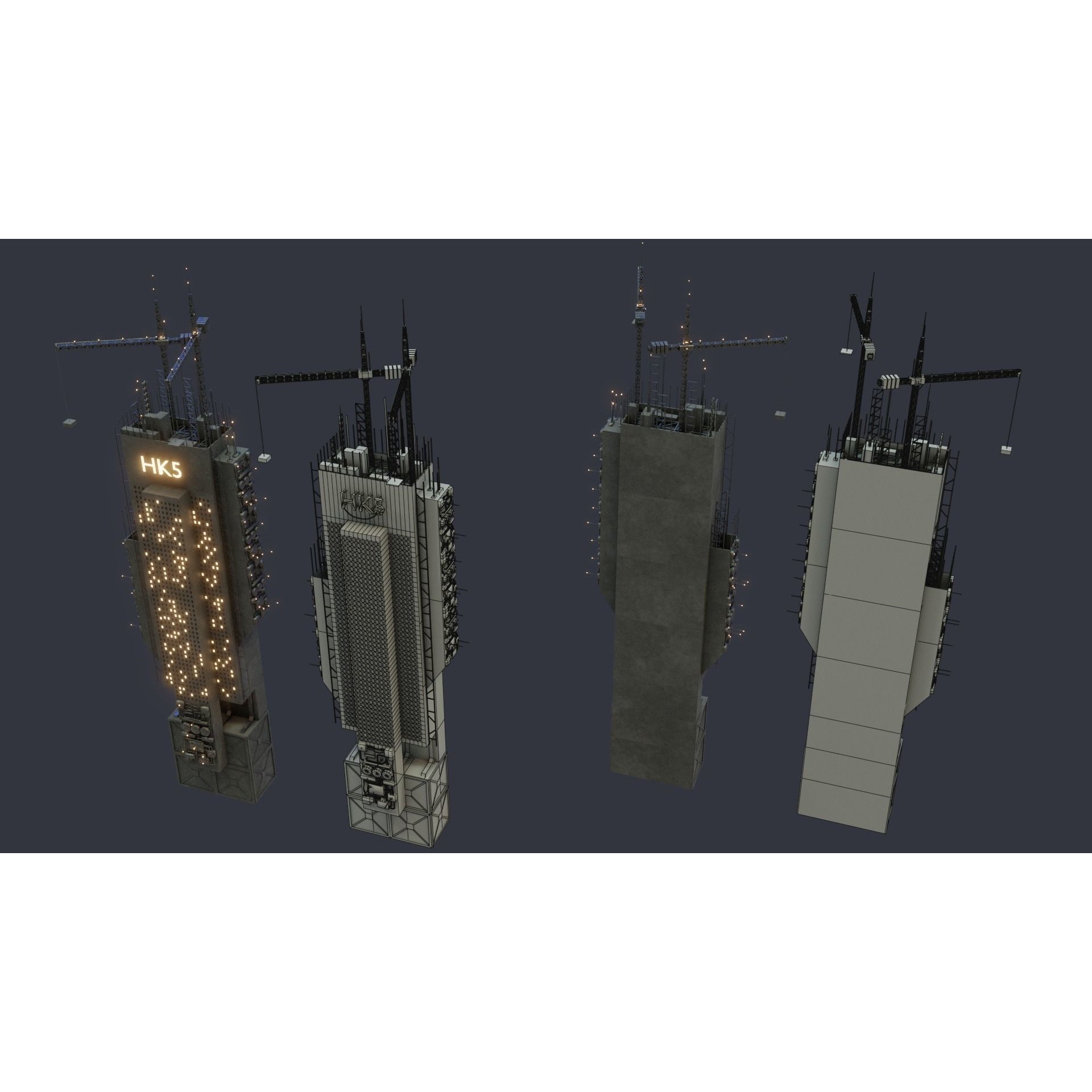 Futuristic Sci-Fi City - Modular Game-Ready 3D Model - View 8