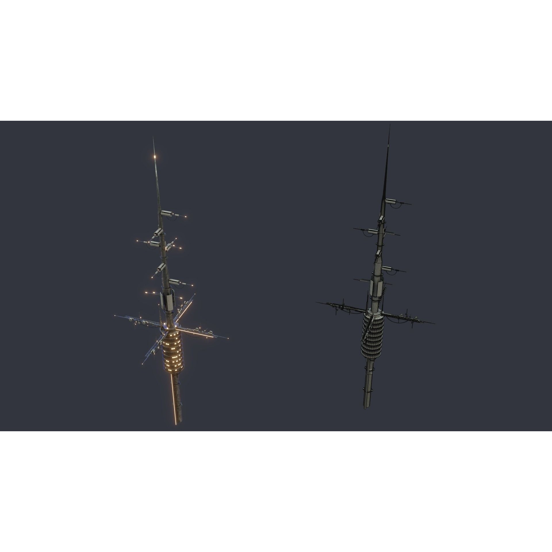 Futuristic Sci-Fi City - Modular Game-Ready 3D Model - View 9