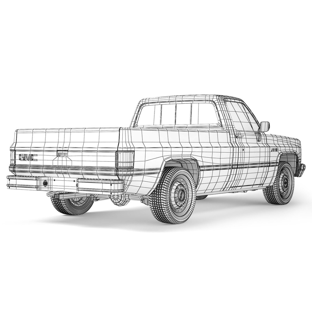 GMC Sierra 1500 3D Model – High Poly Pickup Truck, FBX, Game Ready