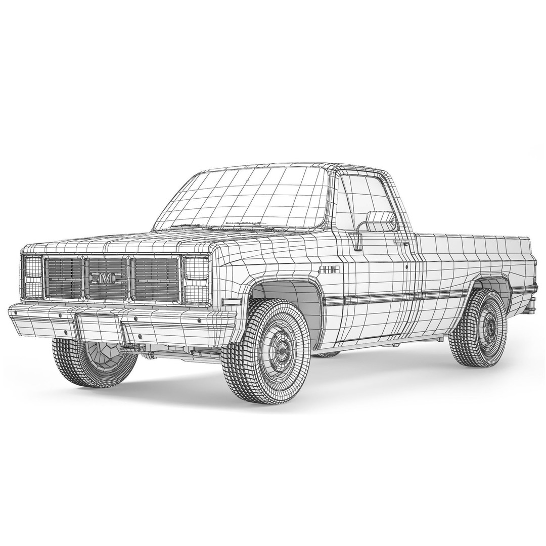 GMC Sierra 1500 3D Model – High Poly Pickup Truck, FBX, Game Ready - View 10