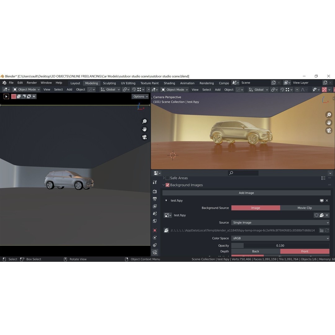 Daylight Studio Car Scene 3D Model – Photorealistic Blender Asset, FBX