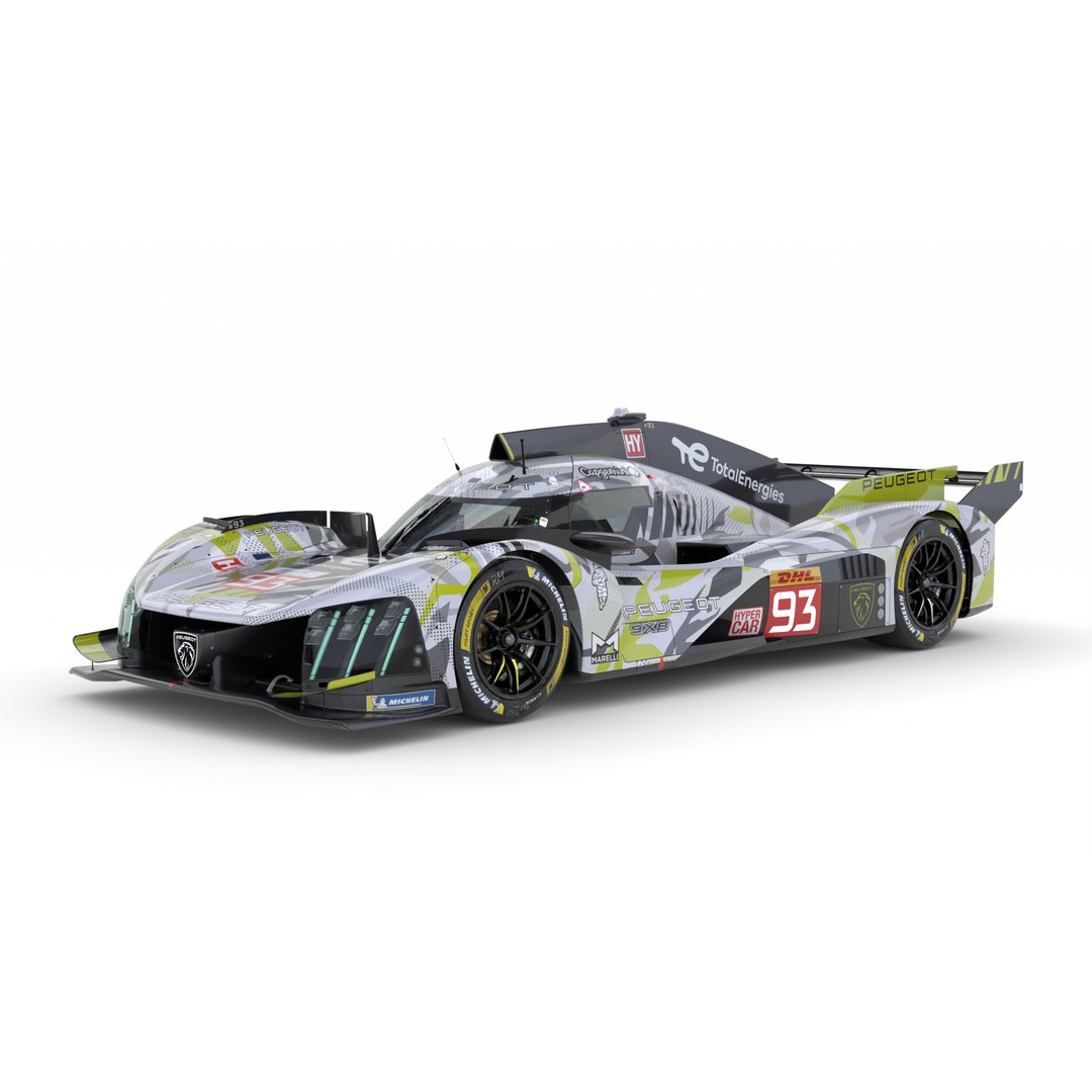 Peugeot 9X8 2024 3D Model – High-Detail Racing Asset, FBX, PBR - View 4