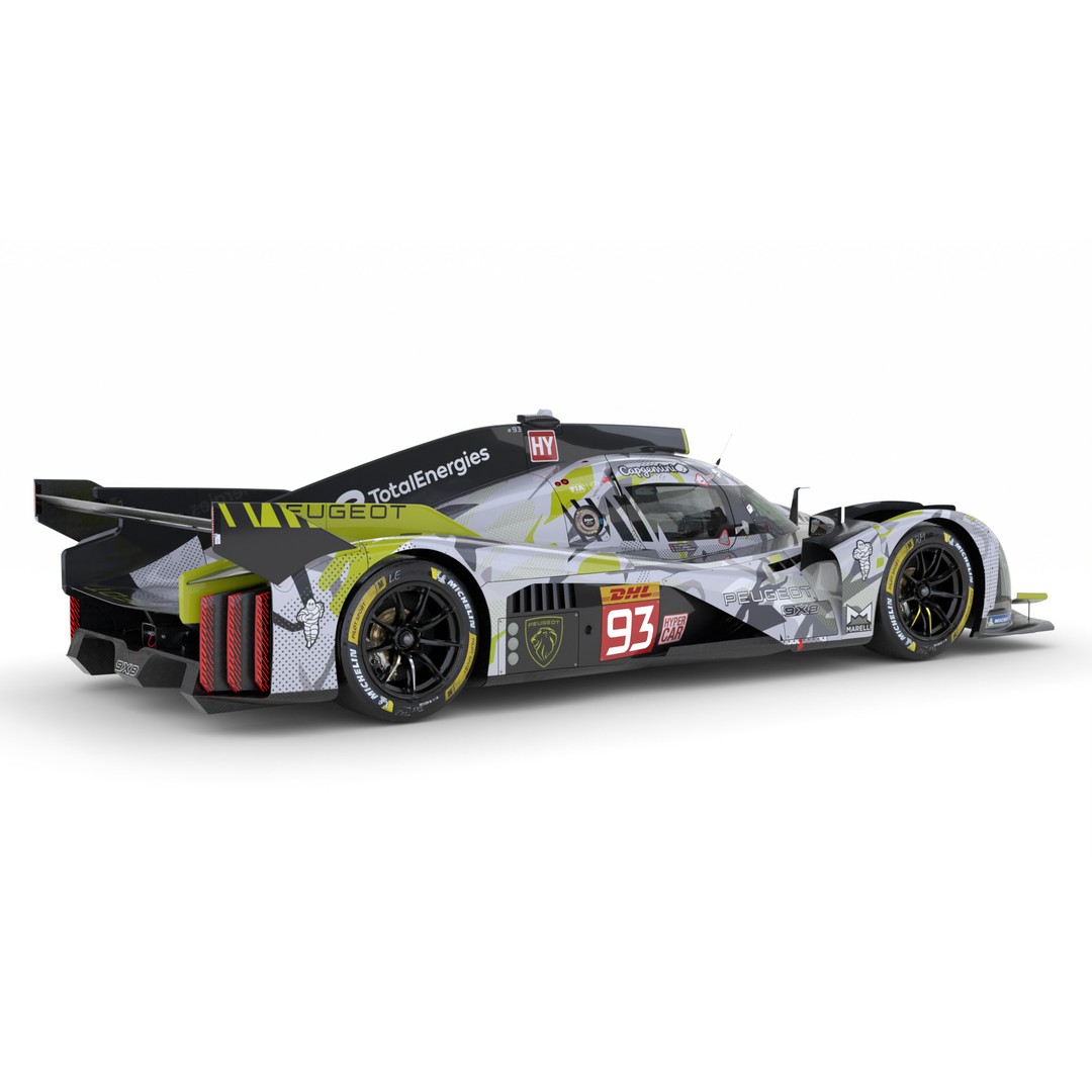 Peugeot 9X8 2024 3D Model – High-Detail Racing Asset, FBX, PBR - View 9