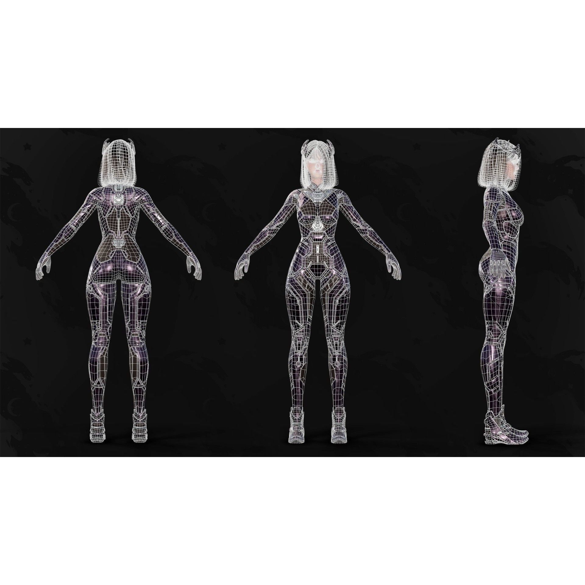 Stellar Girl Astra - Low-Poly Game-Ready 3D Model