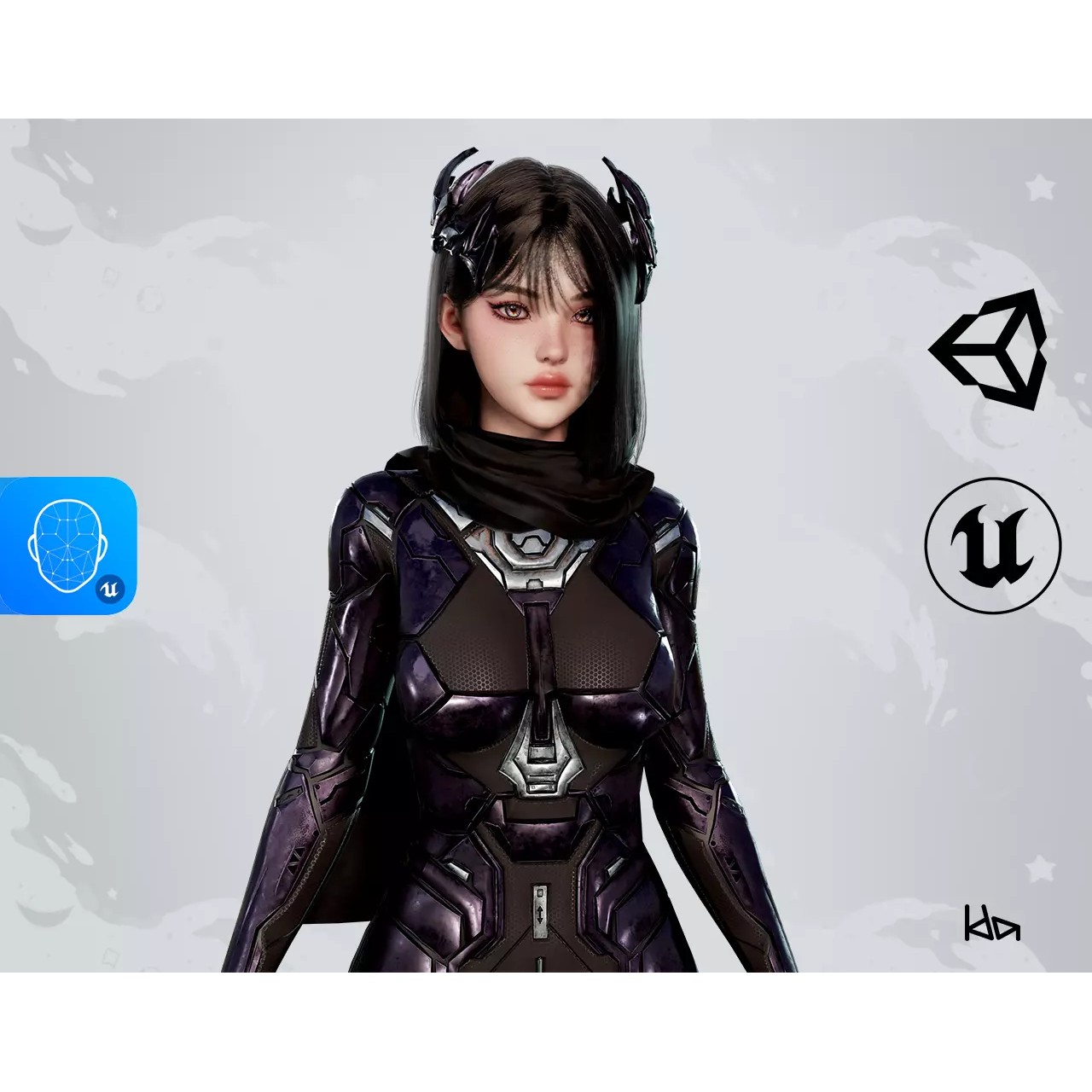 Stellar Girl Astra - Low-Poly Game-Ready 3D Model - View 2