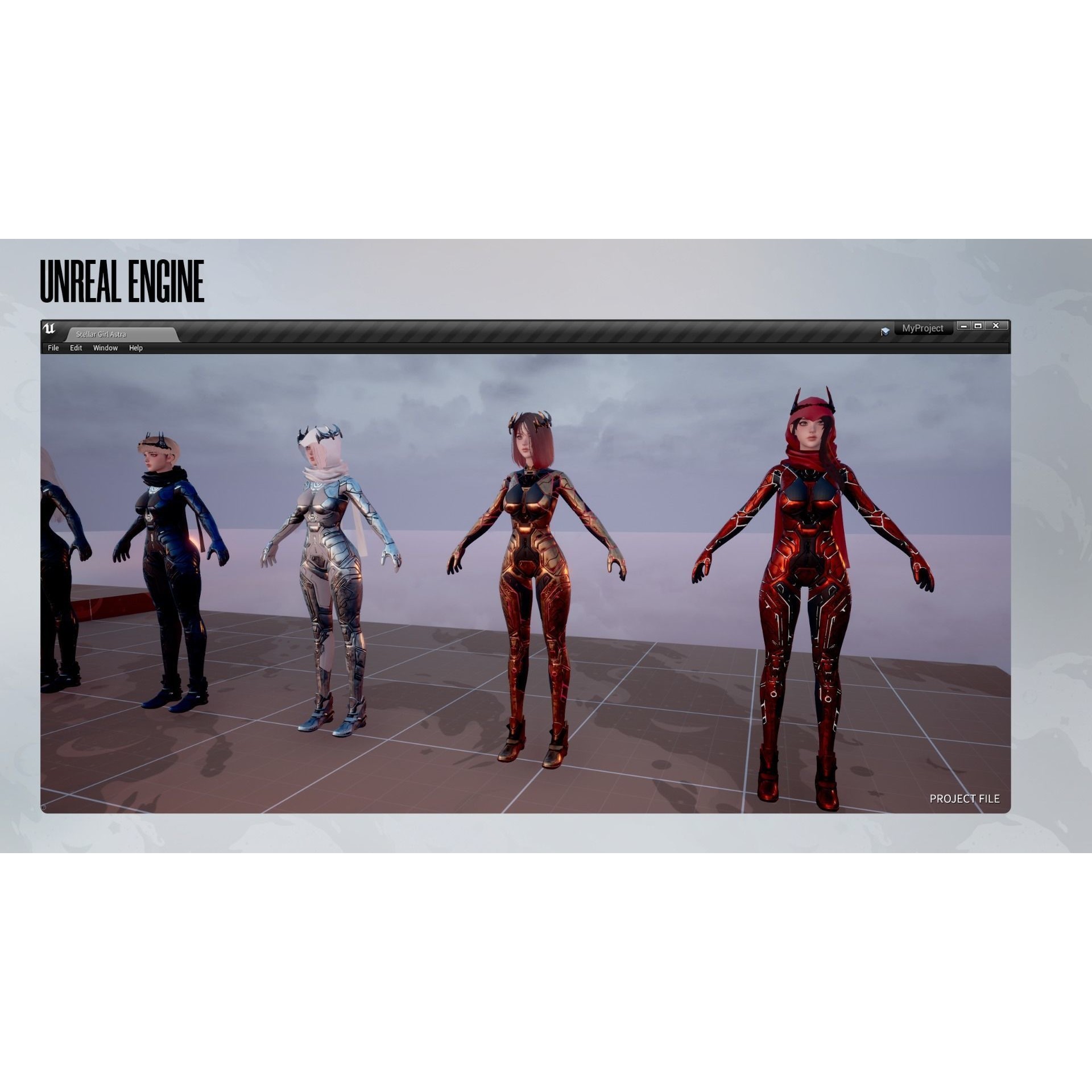 Stellar Girl Astra - Low-Poly Game-Ready 3D Model - View 20