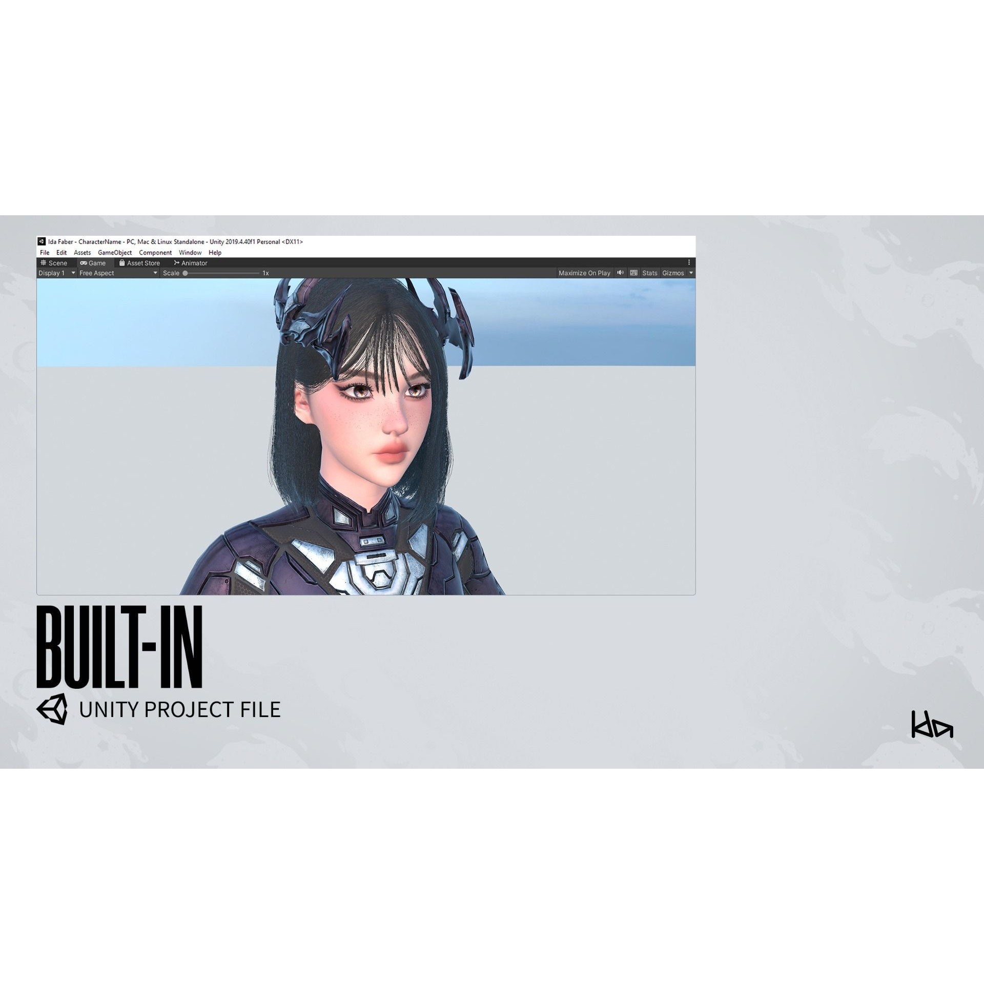 Stellar Girl Astra - Low-Poly Game-Ready 3D Model - View 22