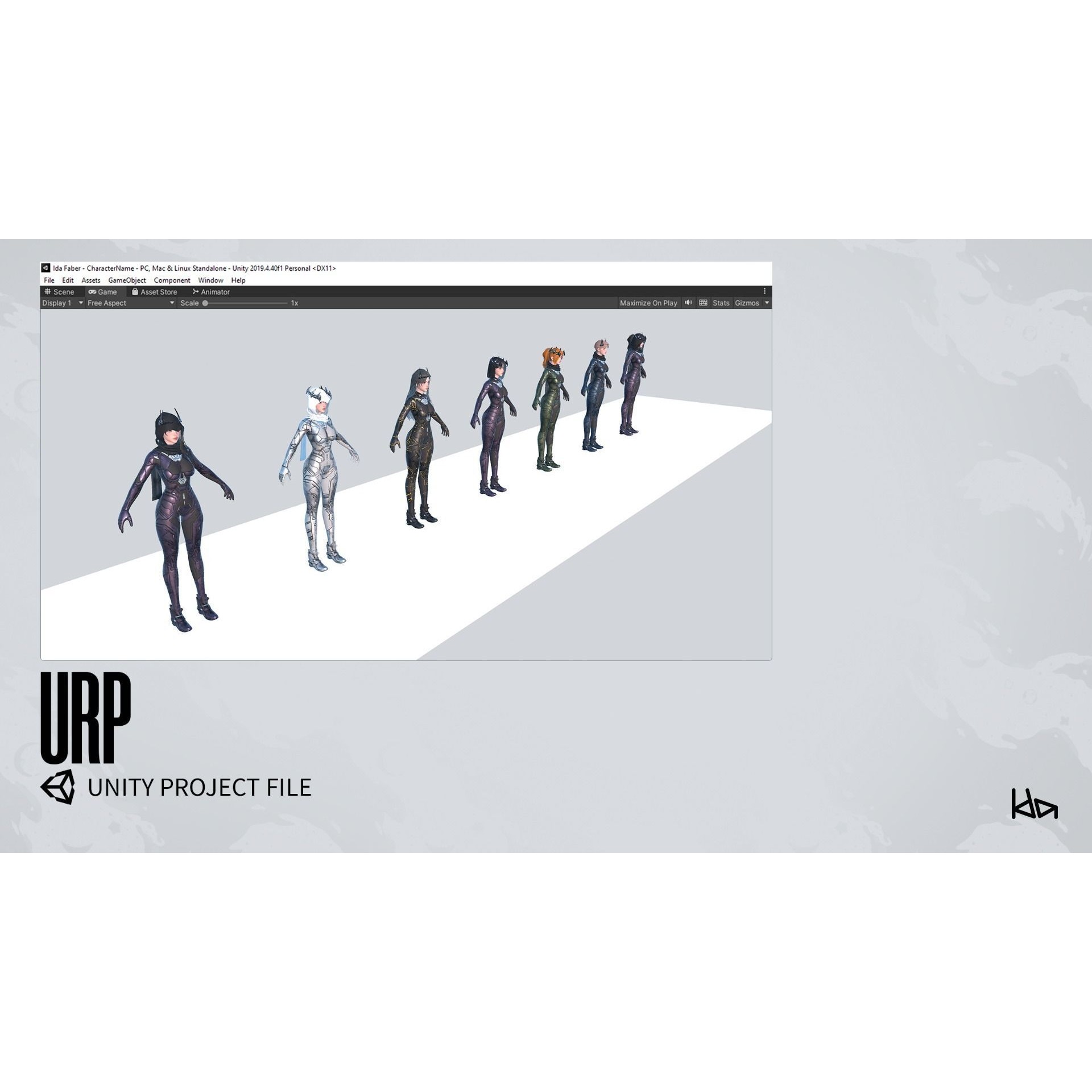 Stellar Girl Astra - Low-Poly Game-Ready 3D Model - View 26