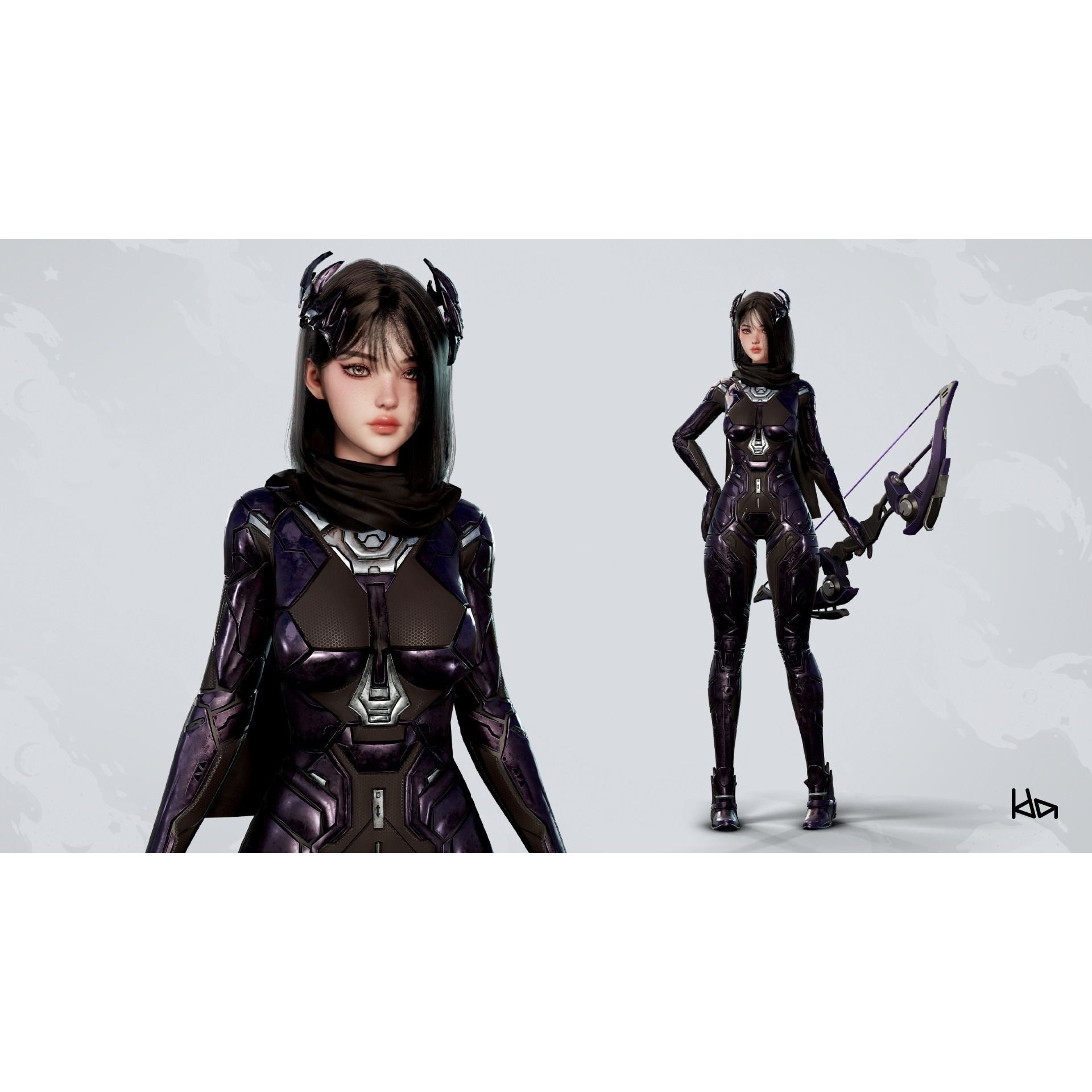 Stellar Girl Astra - Low-Poly Game-Ready 3D Model - View 3