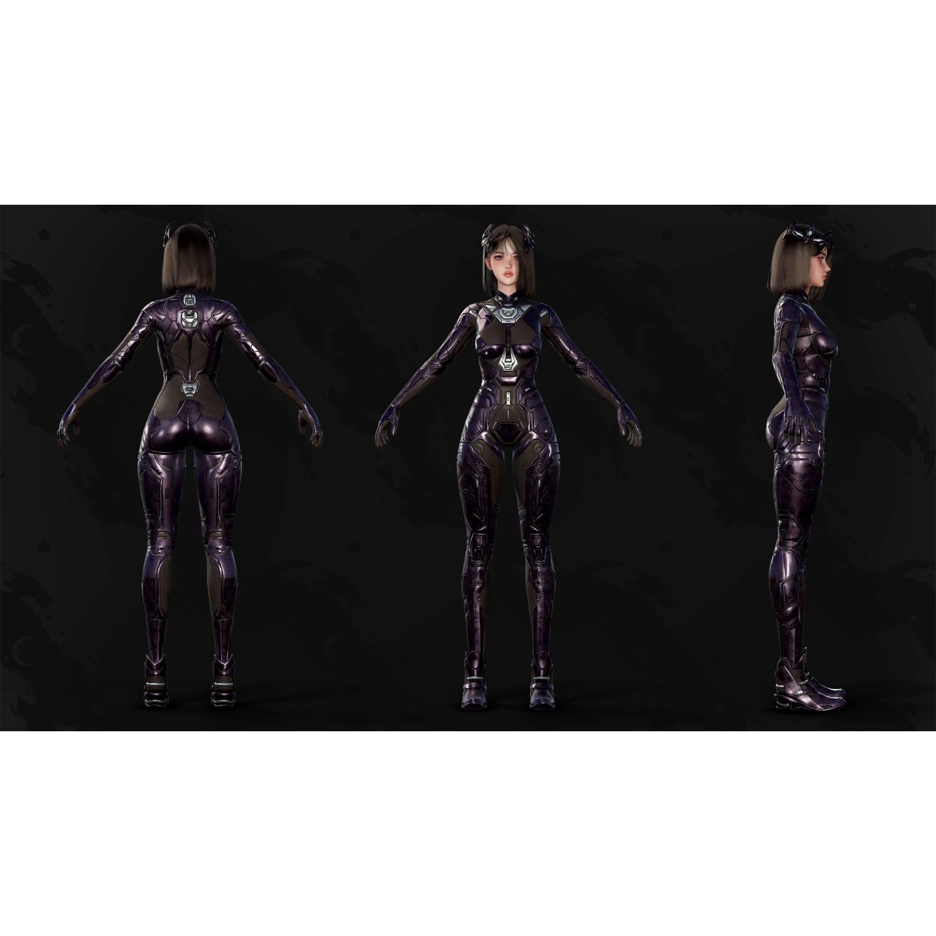 Stellar Girl Astra - Low-Poly Game-Ready 3D Model - View 31