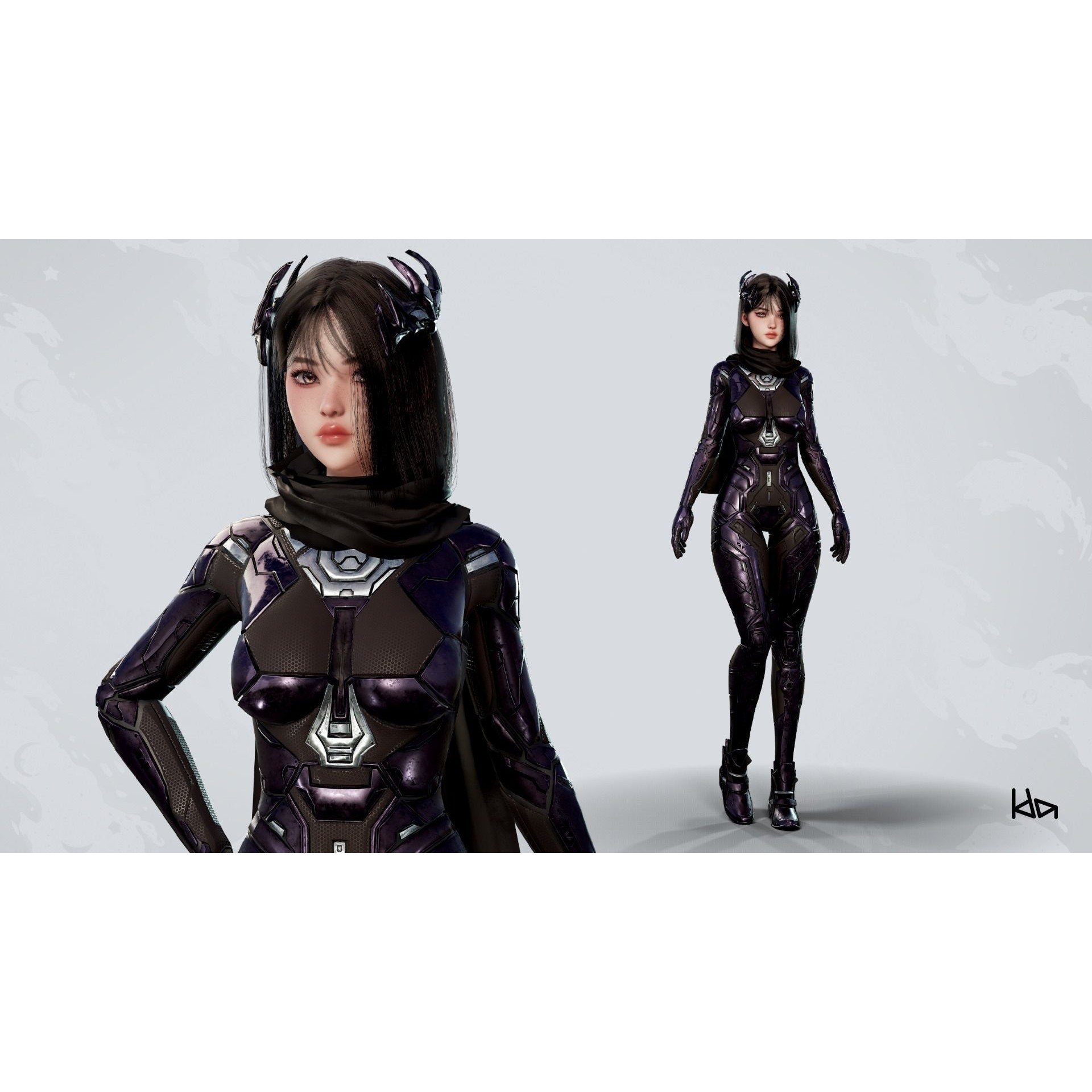 Stellar Girl Astra - Low-Poly Game-Ready 3D Model - View 4