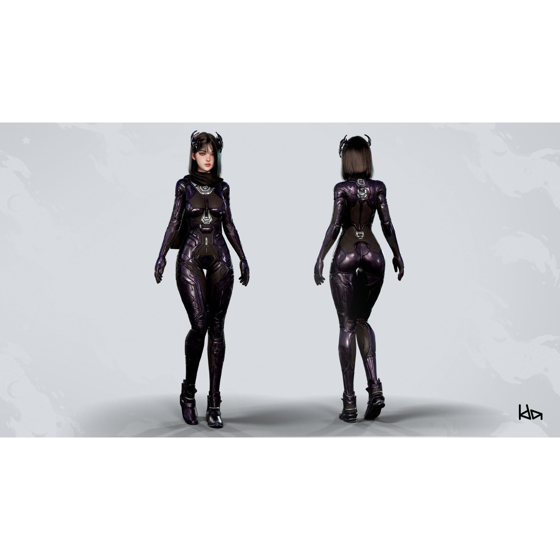 Stellar Girl Astra - Low-Poly Game-Ready 3D Model - View 5