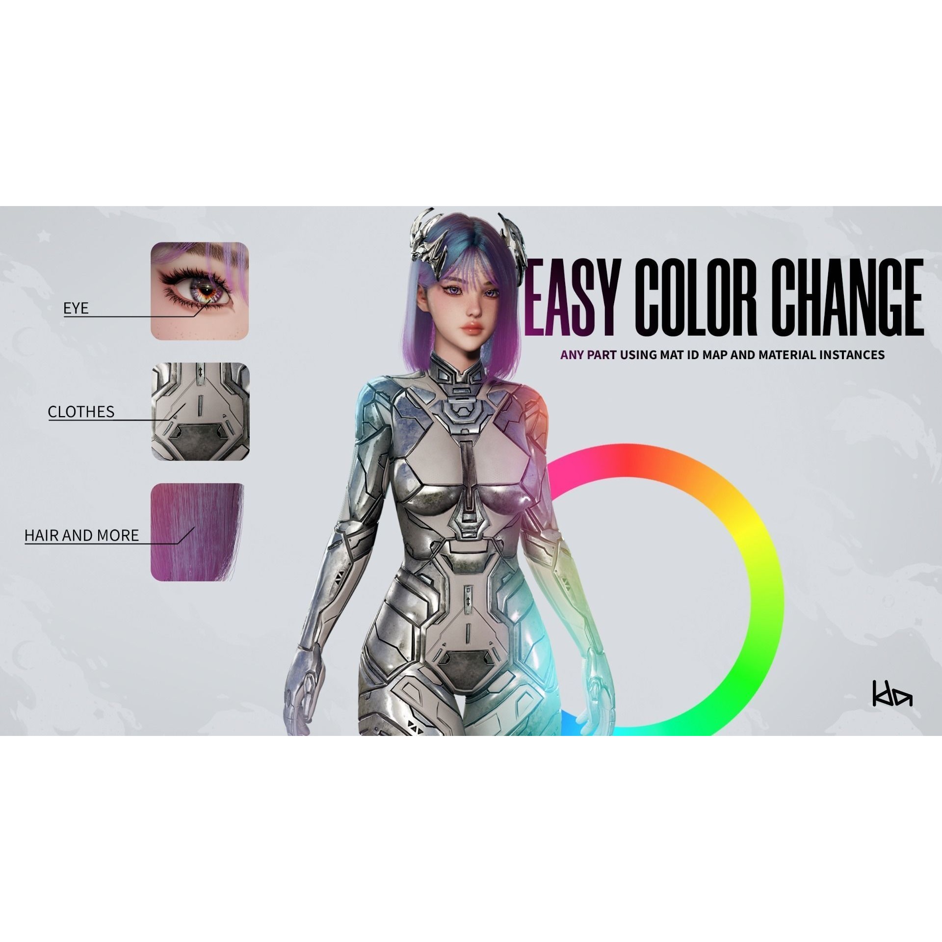 Stellar Girl Astra - Low-Poly Game-Ready 3D Model - View 7