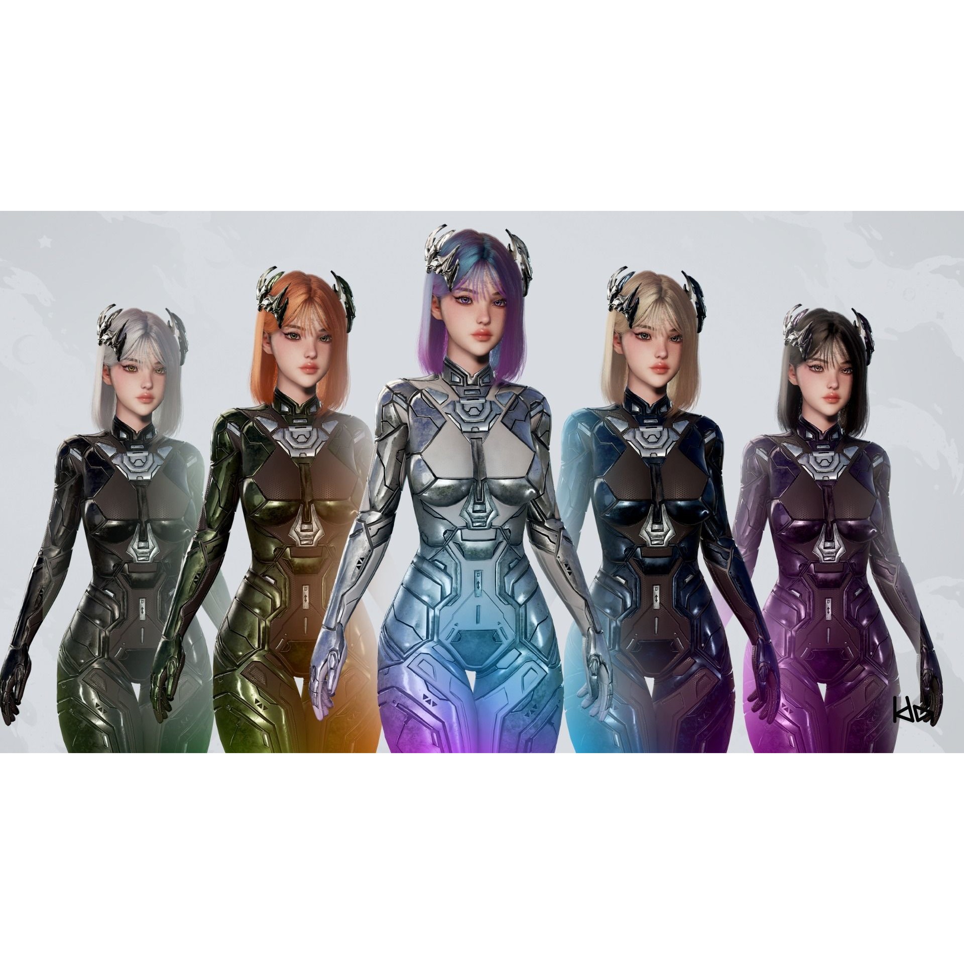 Stellar Girl Astra - Low-Poly Game-Ready 3D Model - View 8