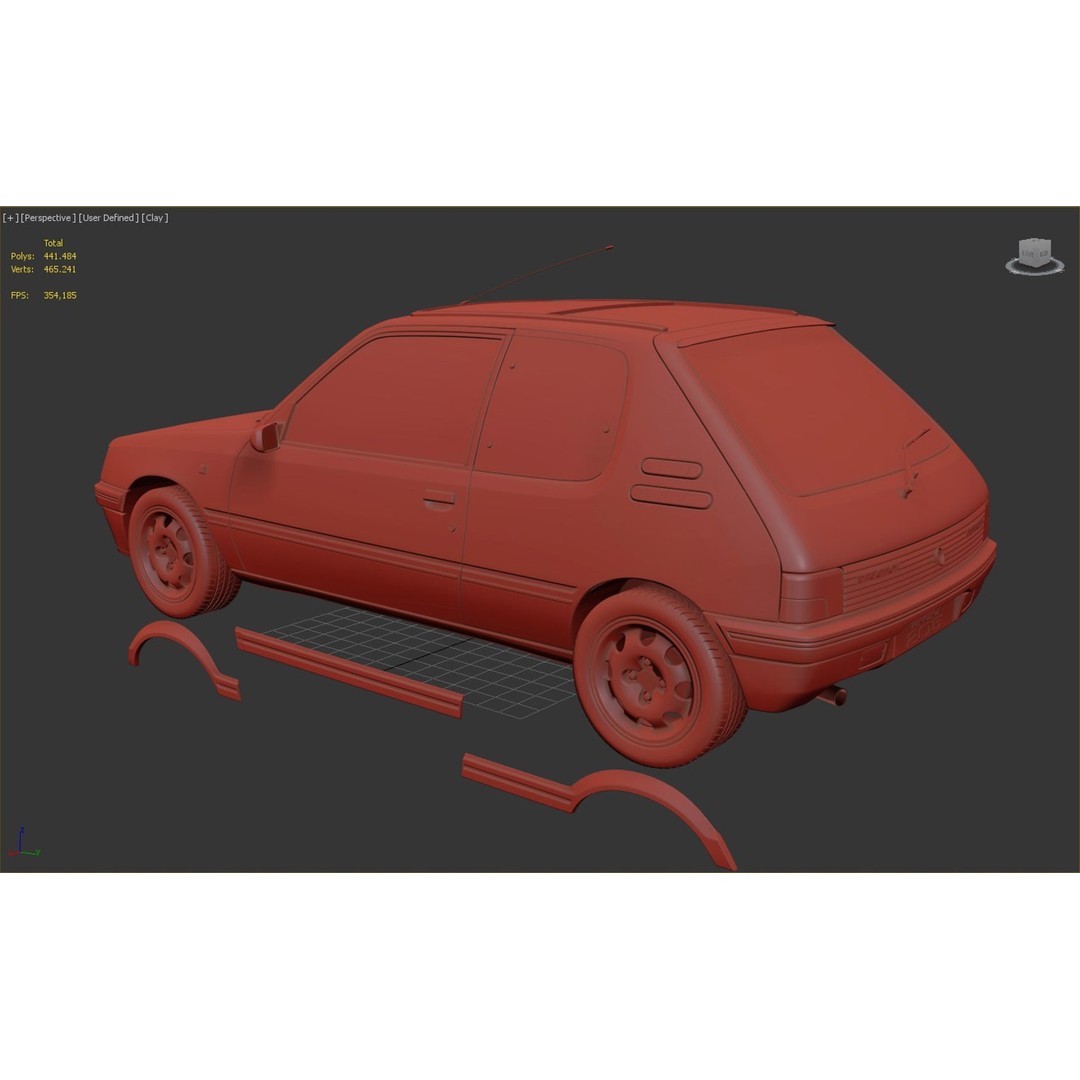 Peugeot 205 GTI 3D Model – High Poly Game Asset, FBX, OBJ