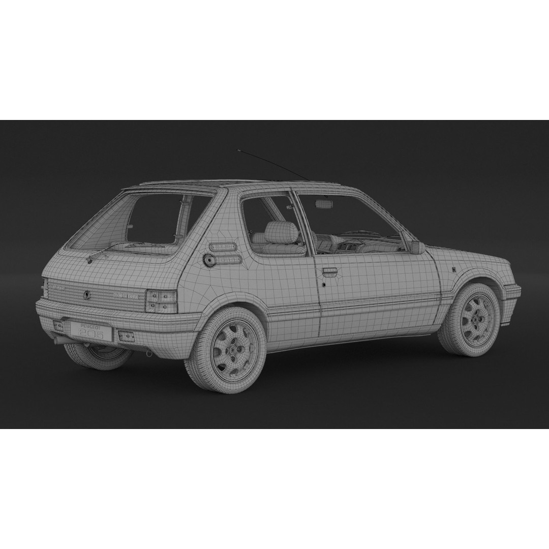 Peugeot 205 GTI 3D Model – High Poly Game Asset, FBX, OBJ - View 10