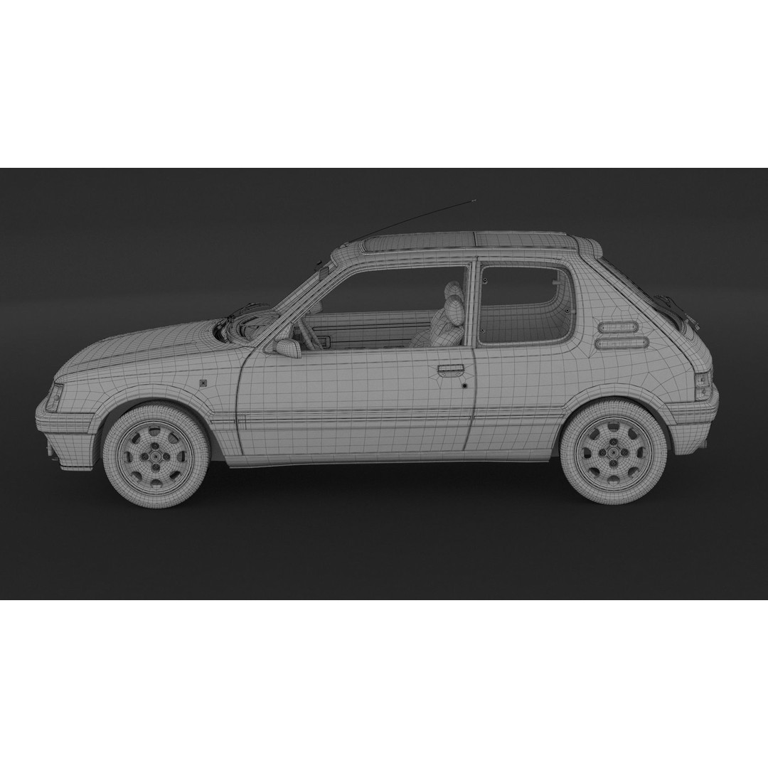 Peugeot 205 GTI 3D Model – High Poly Game Asset, FBX, OBJ - View 11