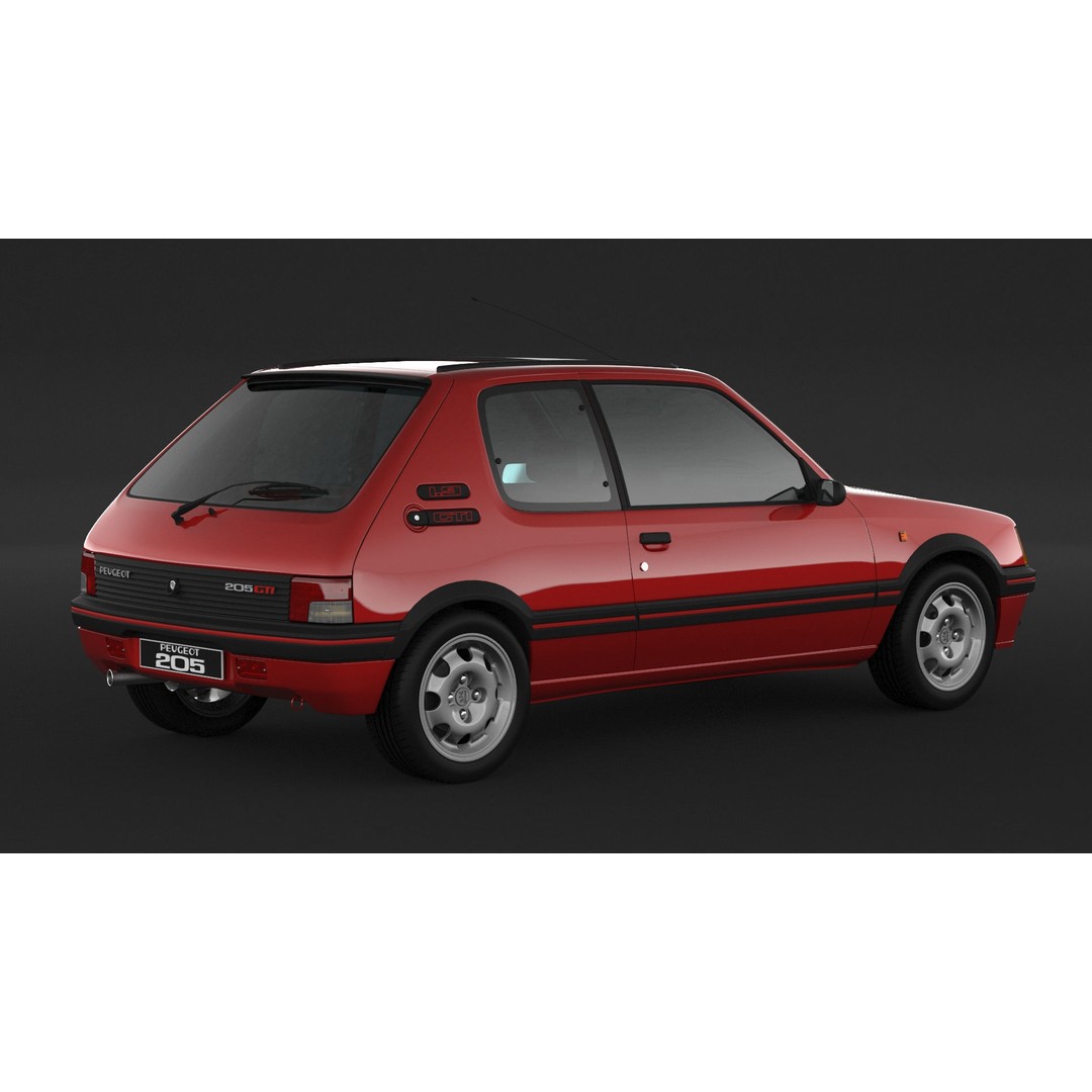 Peugeot 205 GTI 3D Model – High Poly Game Asset, FBX, OBJ - View 3