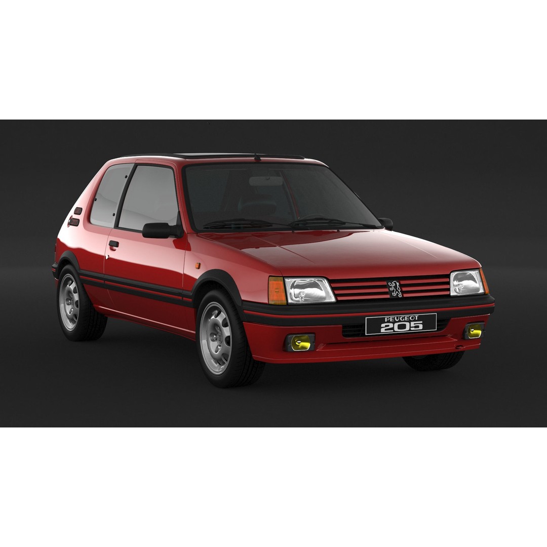 Peugeot 205 GTI 3D Model – High Poly Game Asset, FBX, OBJ - View 4