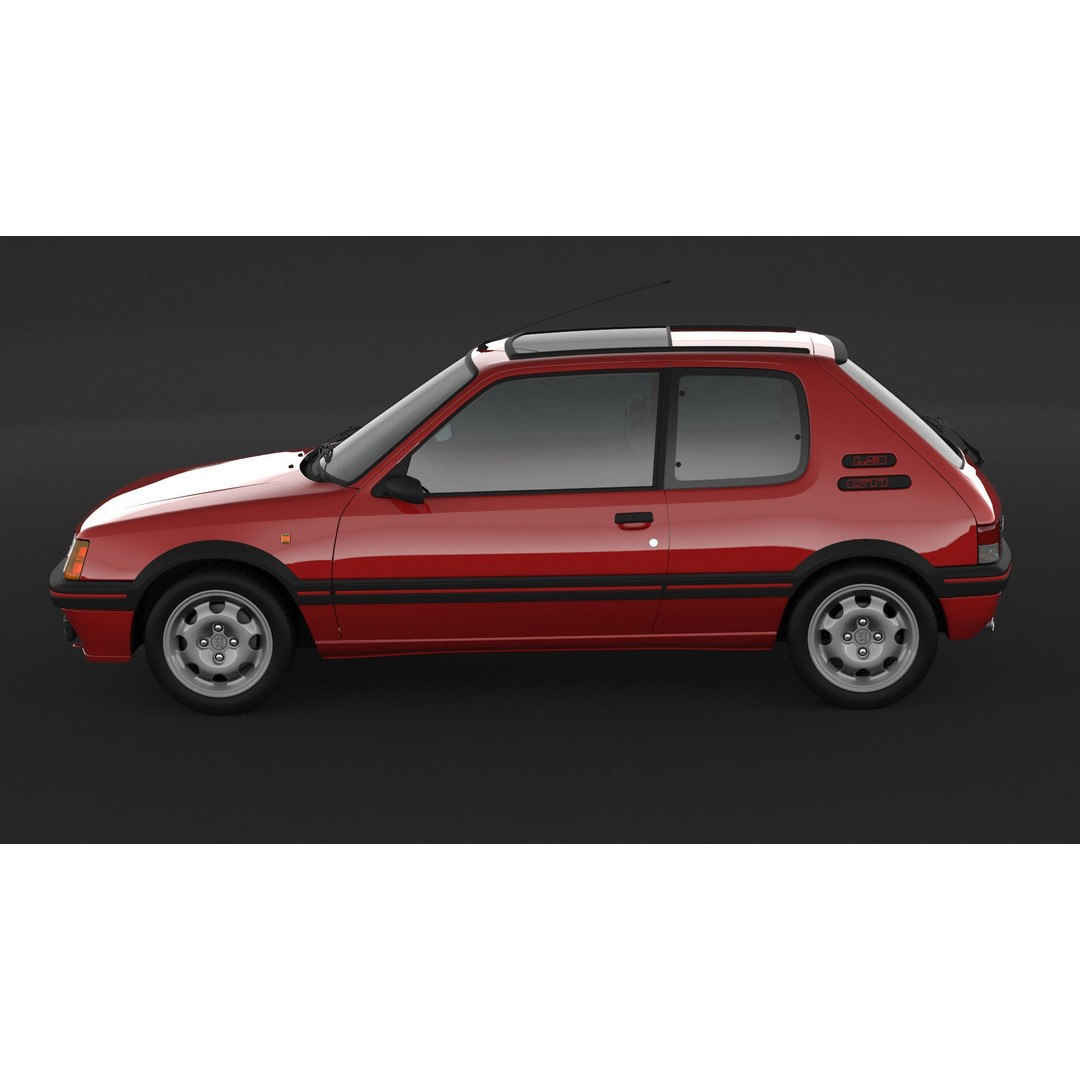 Peugeot 205 GTI 3D Model – High Poly Game Asset, FBX, OBJ - View 6