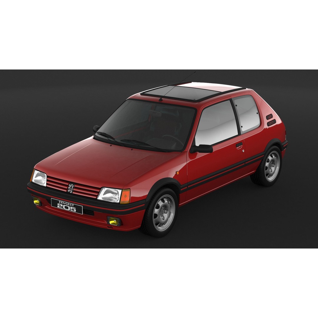 Peugeot 205 GTI 3D Model – High Poly Game Asset, FBX, OBJ - View 7