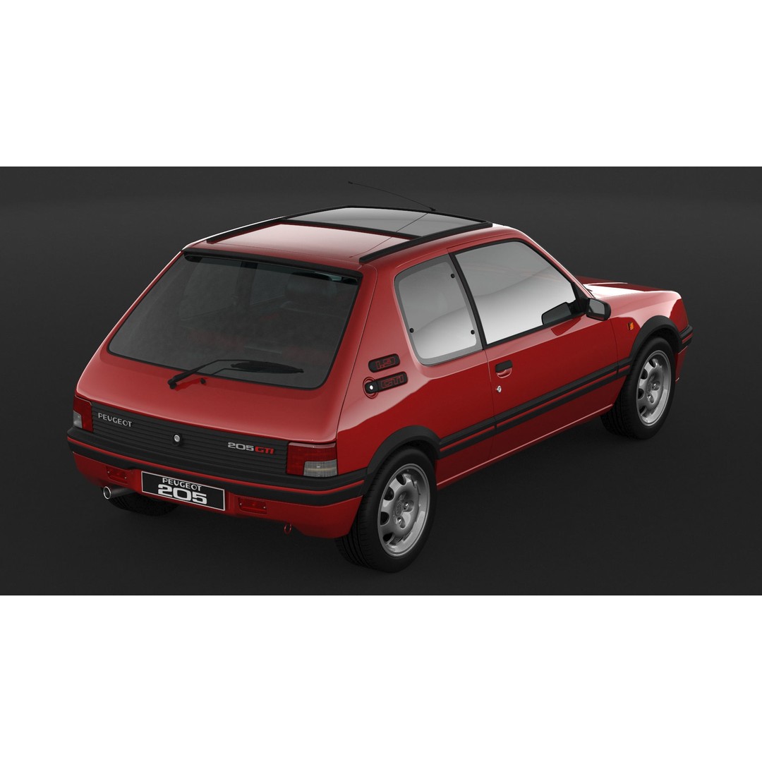 Peugeot 205 GTI 3D Model – High Poly Game Asset, FBX, OBJ - View 8