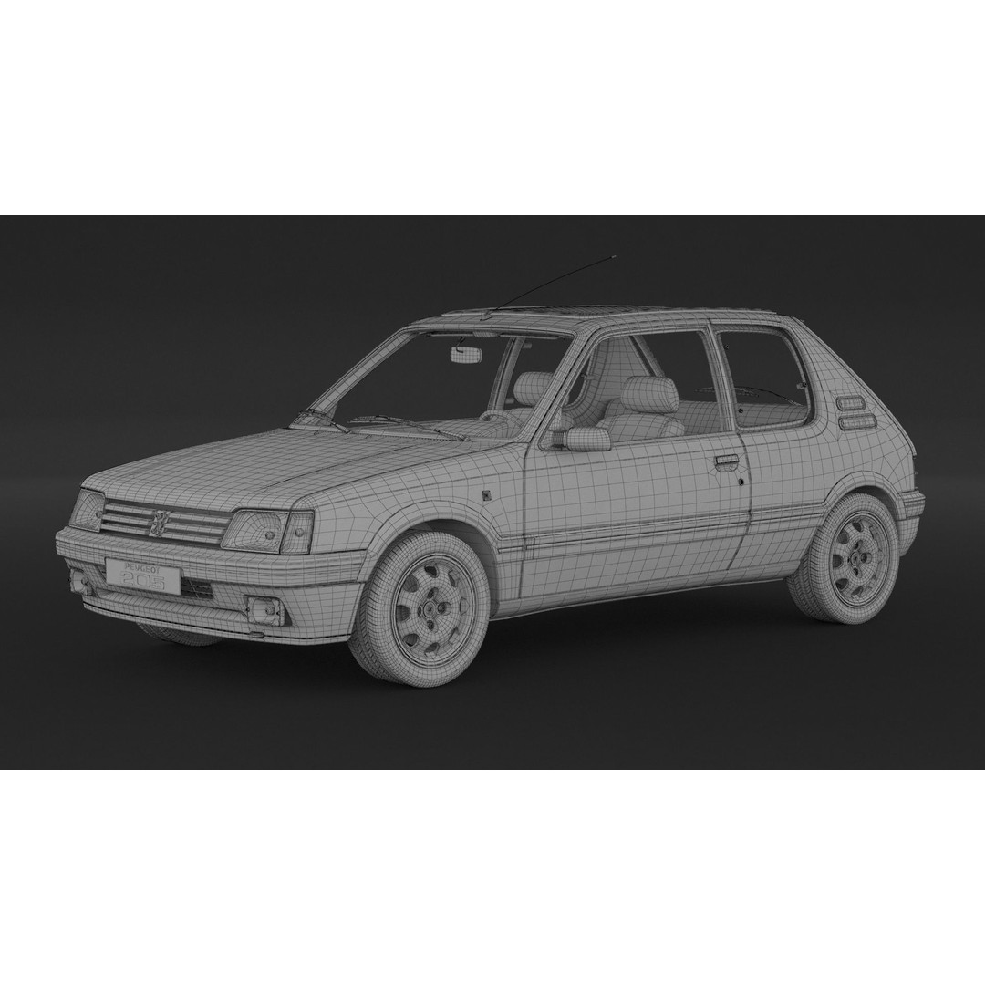 Peugeot 205 GTI 3D Model – High Poly Game Asset, FBX, OBJ - View 9