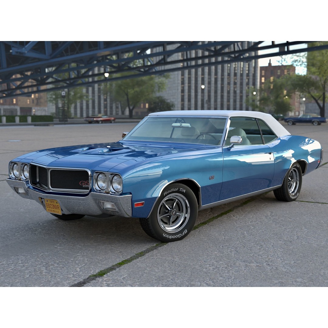 Buick GS Convertible 1970 3D Model – Antique Car, Rigged, PBR Textures, FBX