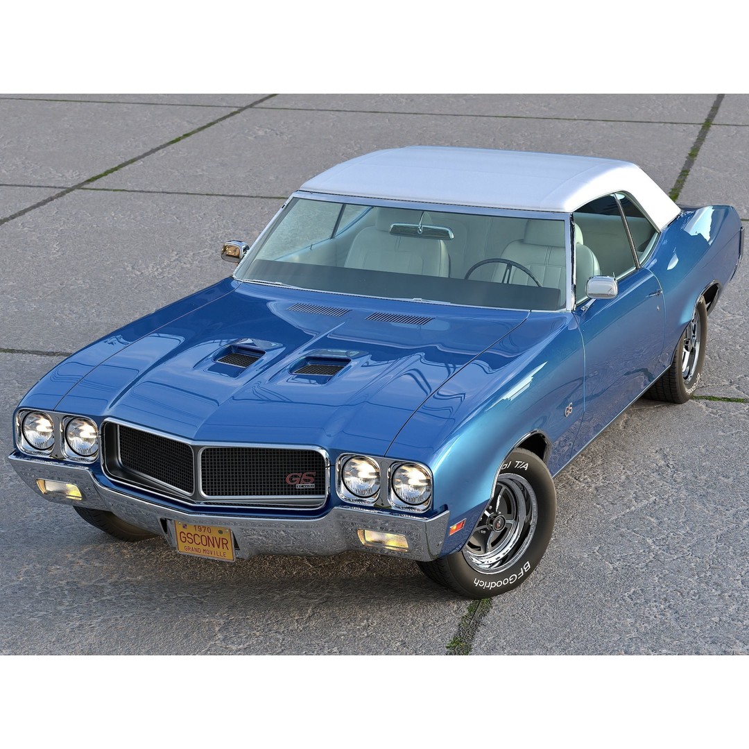 Buick GS Convertible 1970 3D Model – Antique Car, Rigged, PBR Textures, FBX - View 14