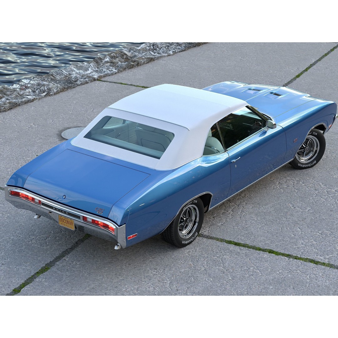 Buick GS Convertible 1970 3D Model – Antique Car, Rigged, PBR Textures, FBX - View 15
