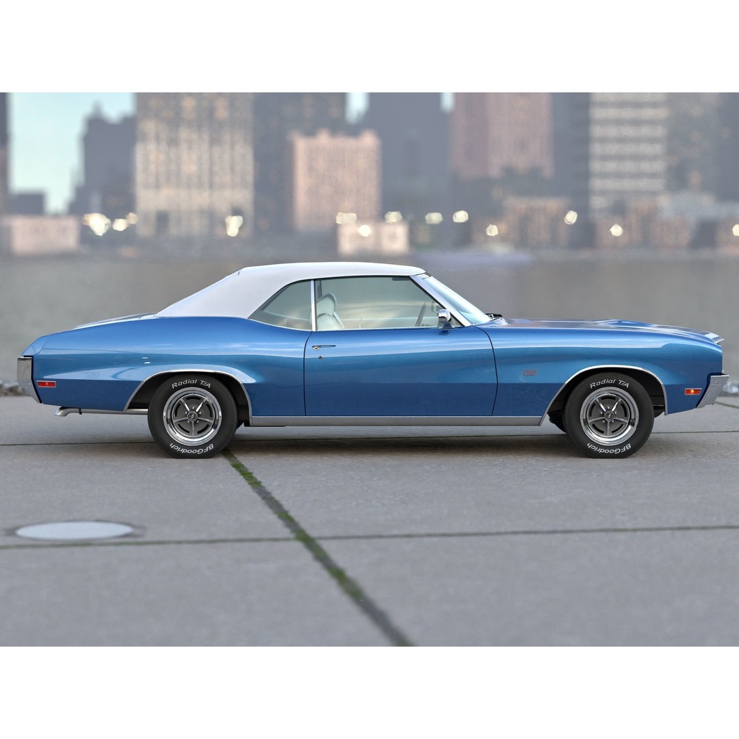 Buick GS Convertible 1970 3D Model – Antique Car, Rigged, PBR Textures, FBX - View 17