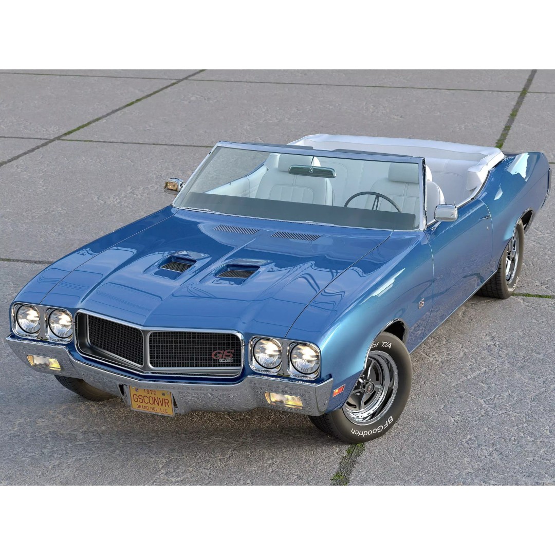 Buick GS Convertible 1970 3D Model – Antique Car, Rigged, PBR Textures, FBX - View 2