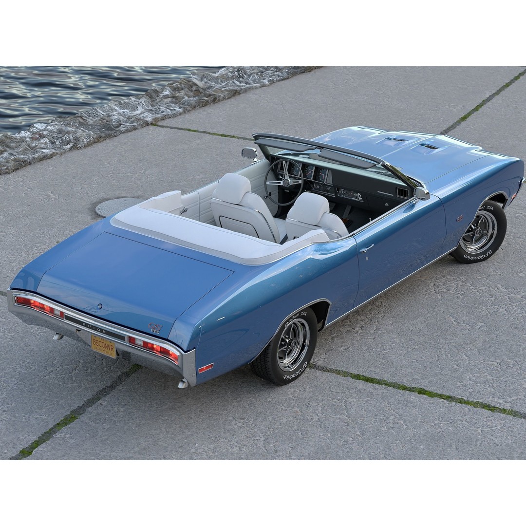Buick GS Convertible 1970 3D Model – Antique Car, Rigged, PBR Textures, FBX - View 3
