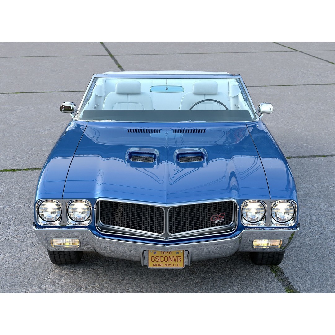 Buick GS Convertible 1970 3D Model – Antique Car, Rigged, PBR Textures, FBX - View 4
